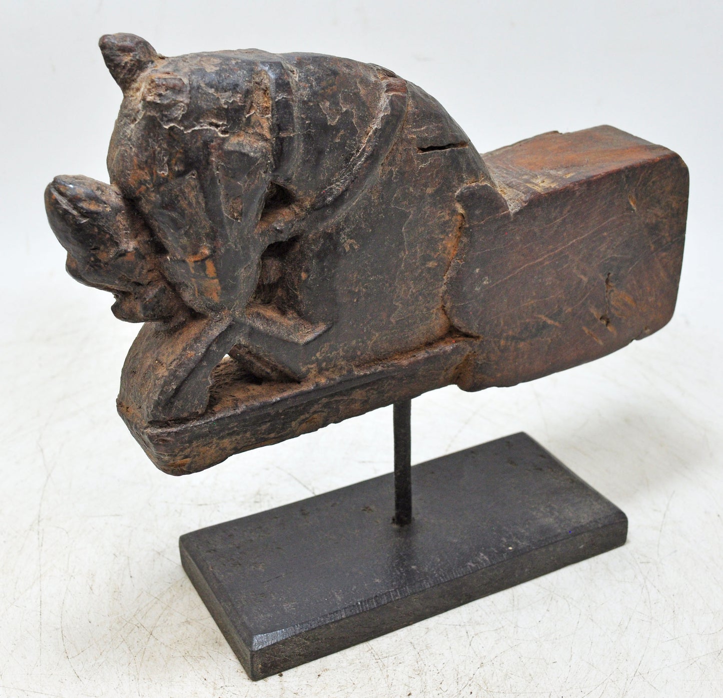 Antique Wooden Horse Head Bust on Stand Original Old Hand Carved