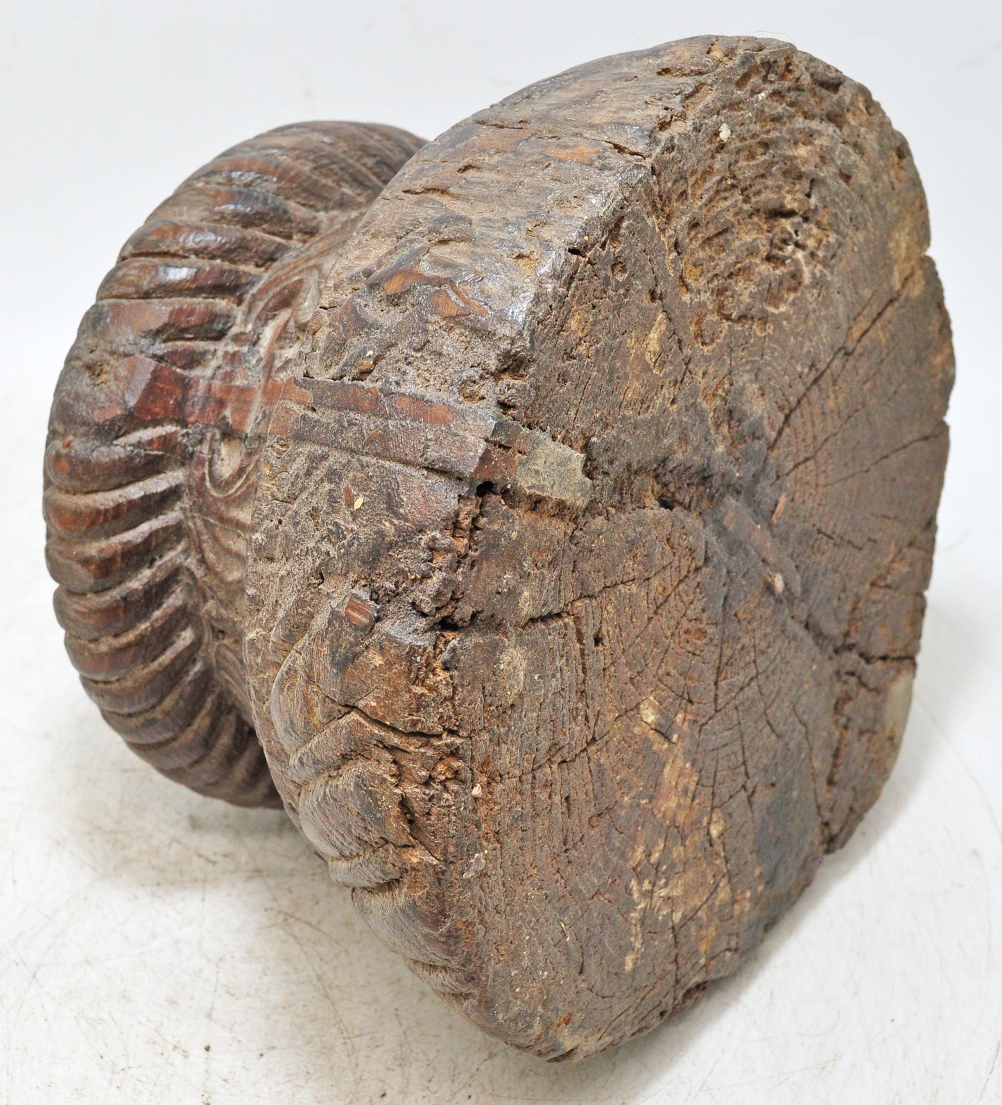 Antique Wooden Pillar Base Candle Holder Stand Original Old Fine Hand Carved