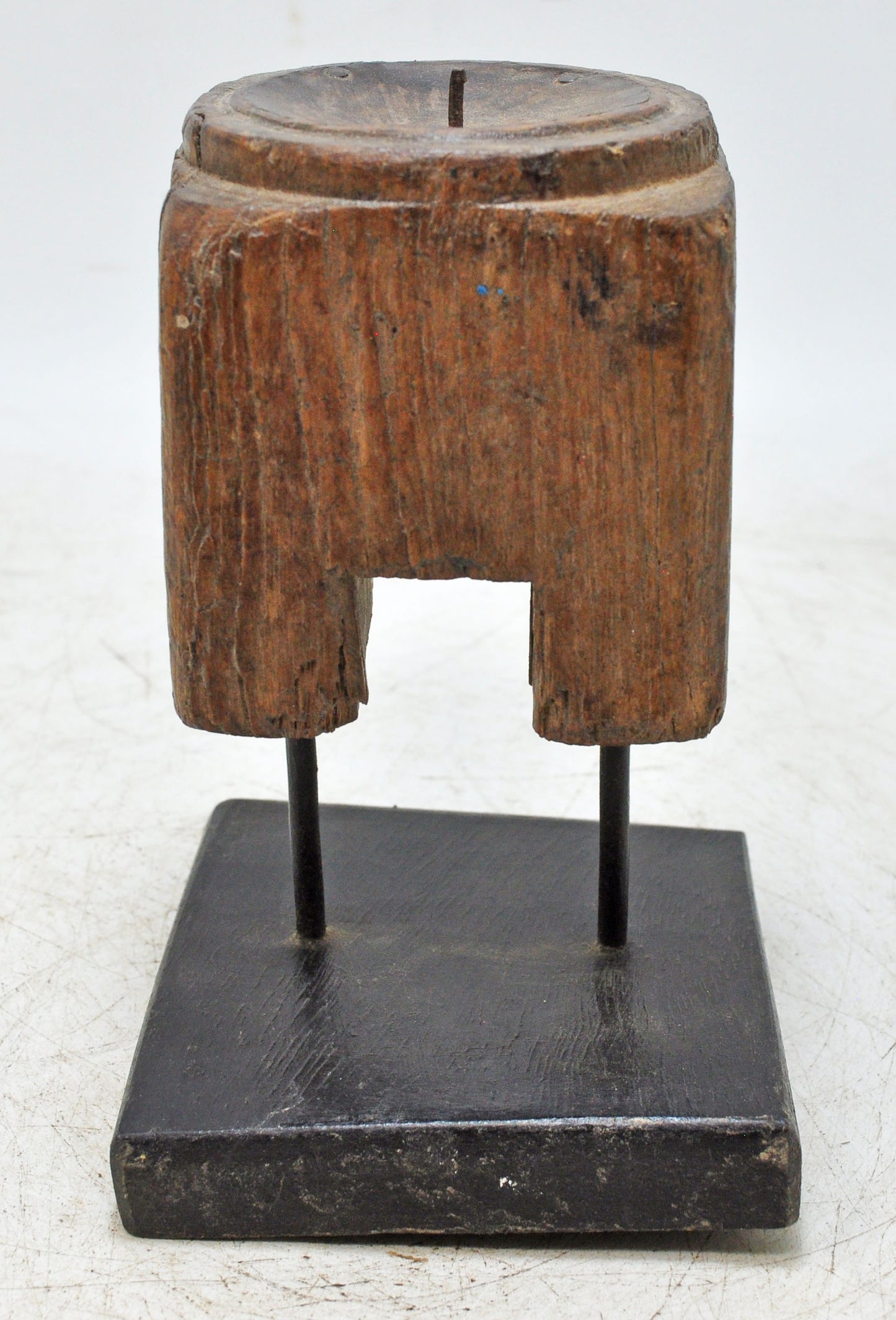 Antique Wooden Candle Holder Stand Original Old Hand Carved