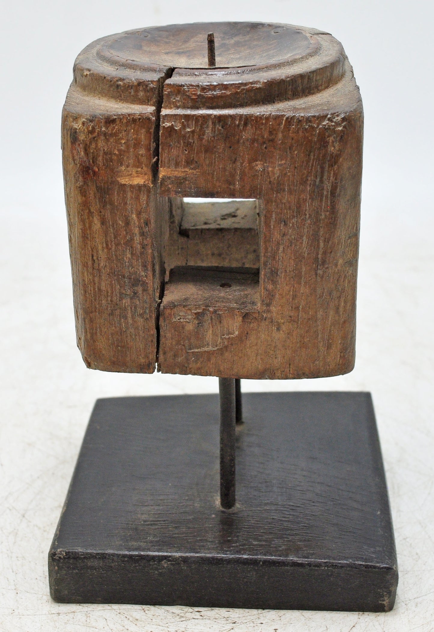 Antique Wooden Candle Holder Stand Original Old Hand Carved