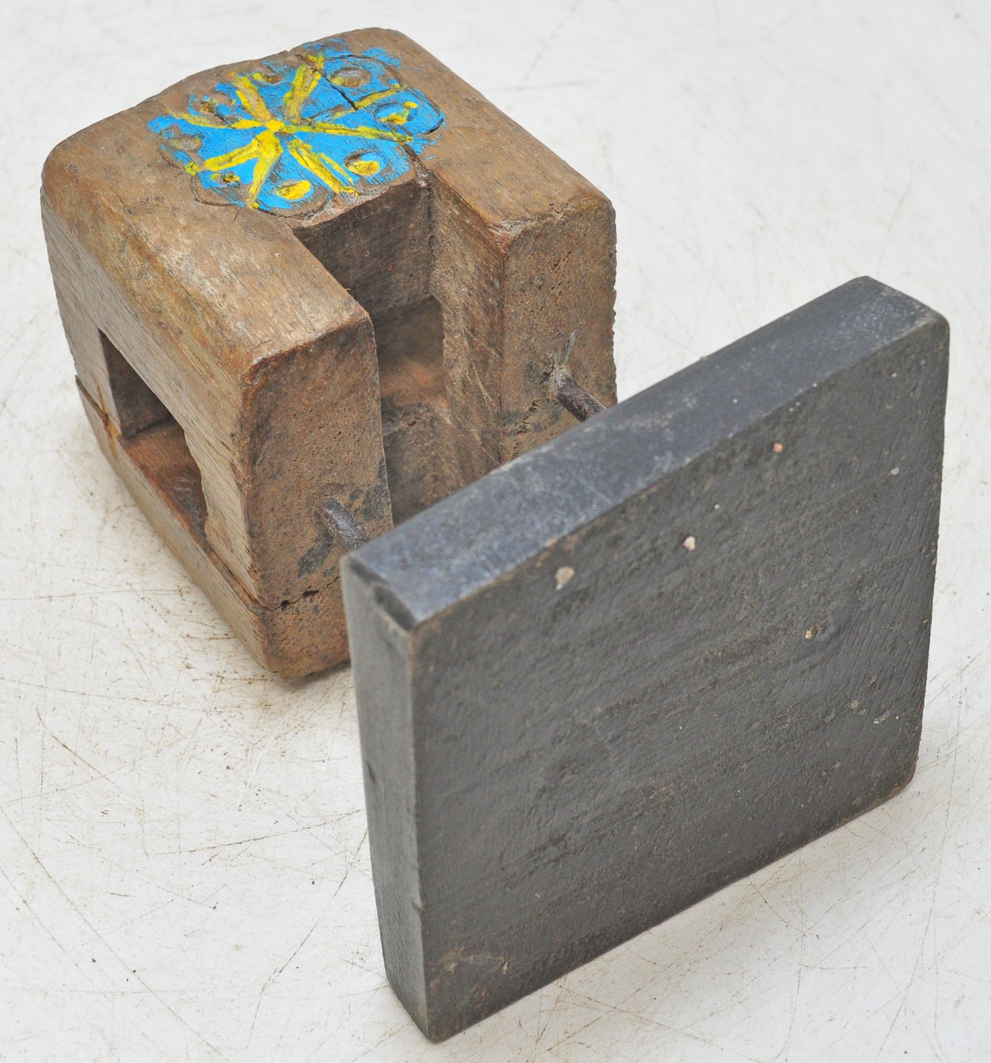 Antique Wooden Candle Holder Stand Original Old Hand Carved