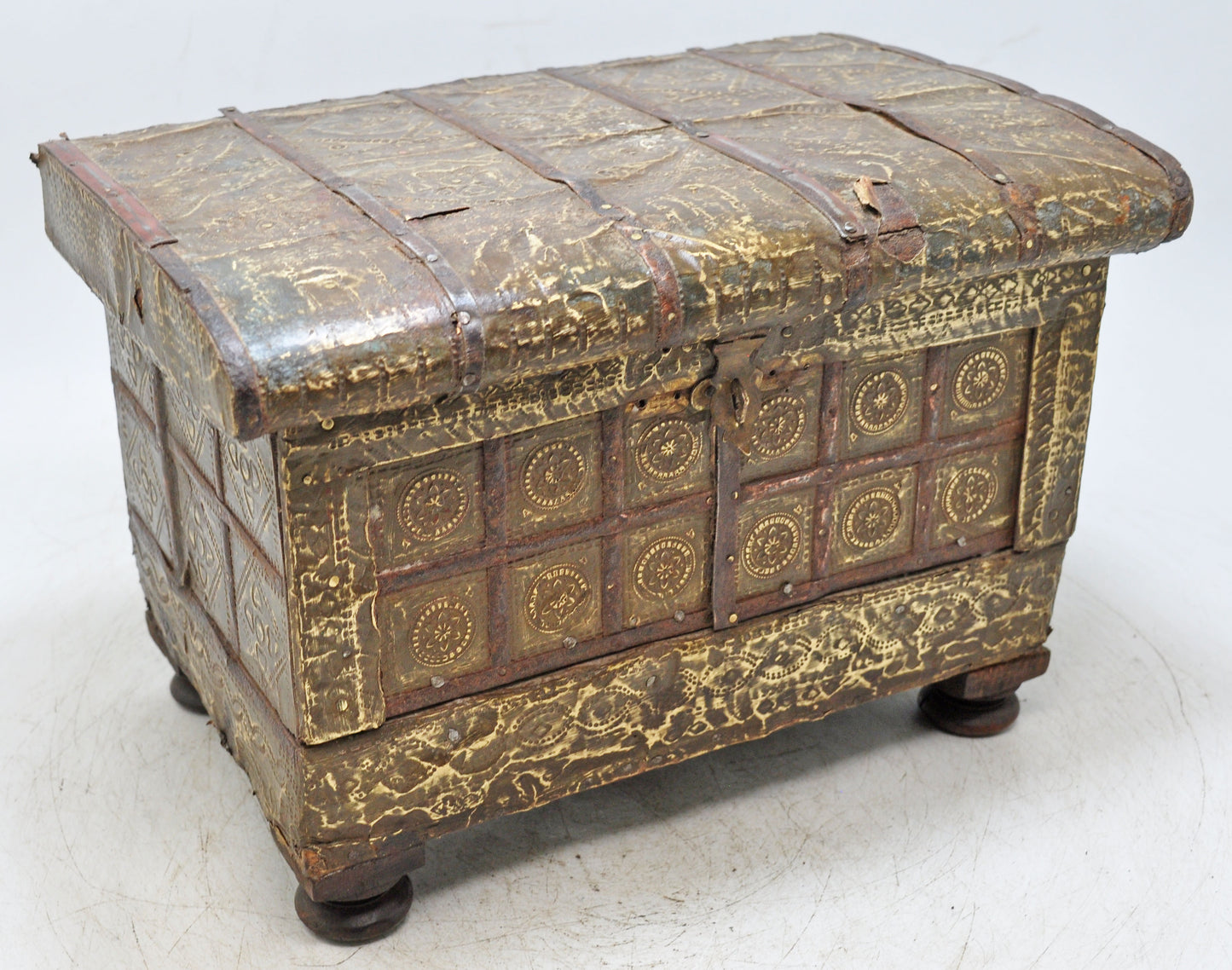 Antique Wooden Storage Chest Box Original Old Hand Crafted Brass Fitted