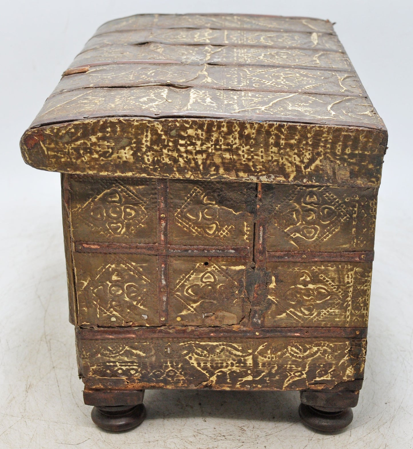 Antique Wooden Storage Chest Box Original Old Hand Crafted Brass Fitted