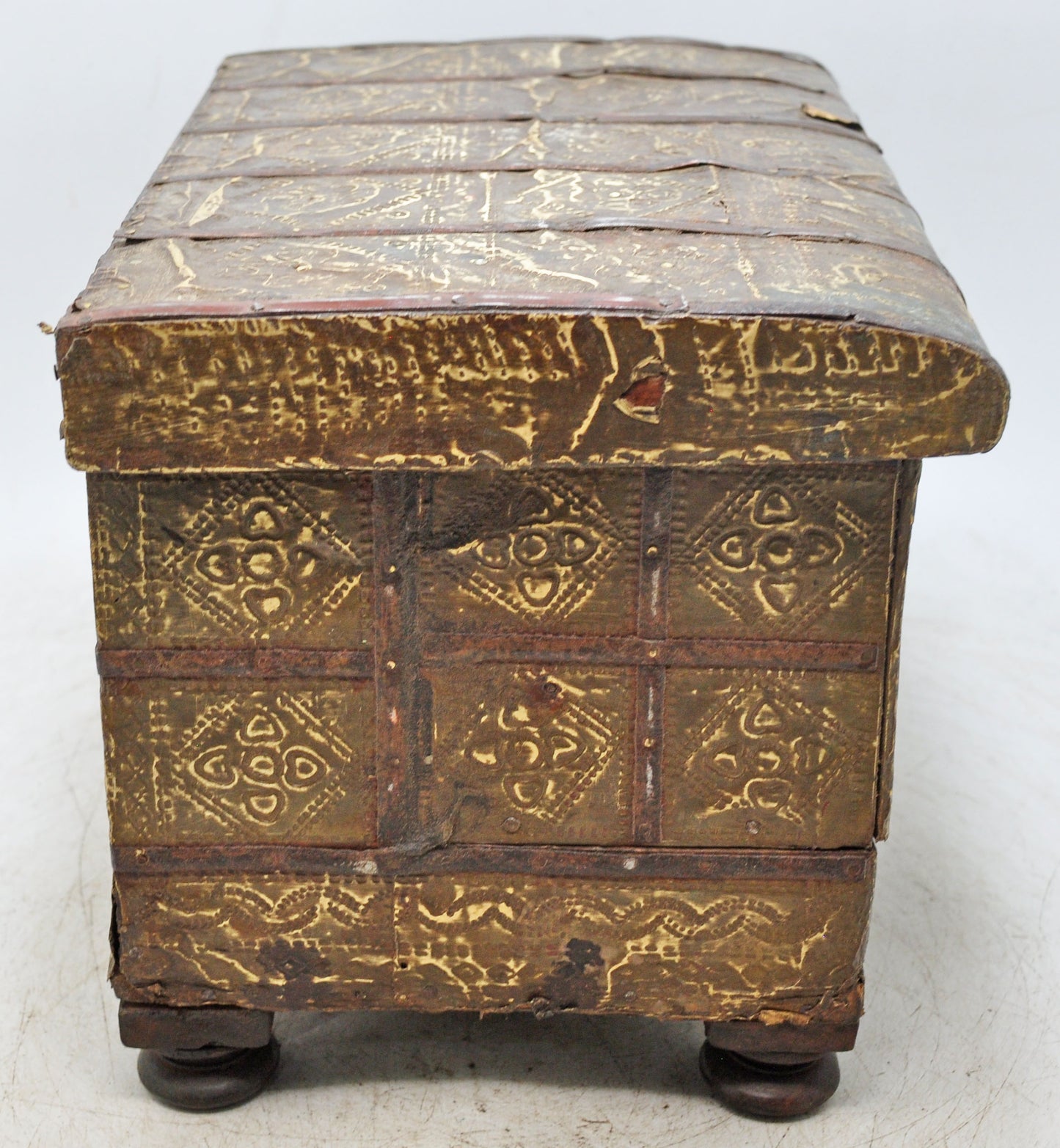 Antique Wooden Storage Chest Box Original Old Hand Crafted Brass Fitted