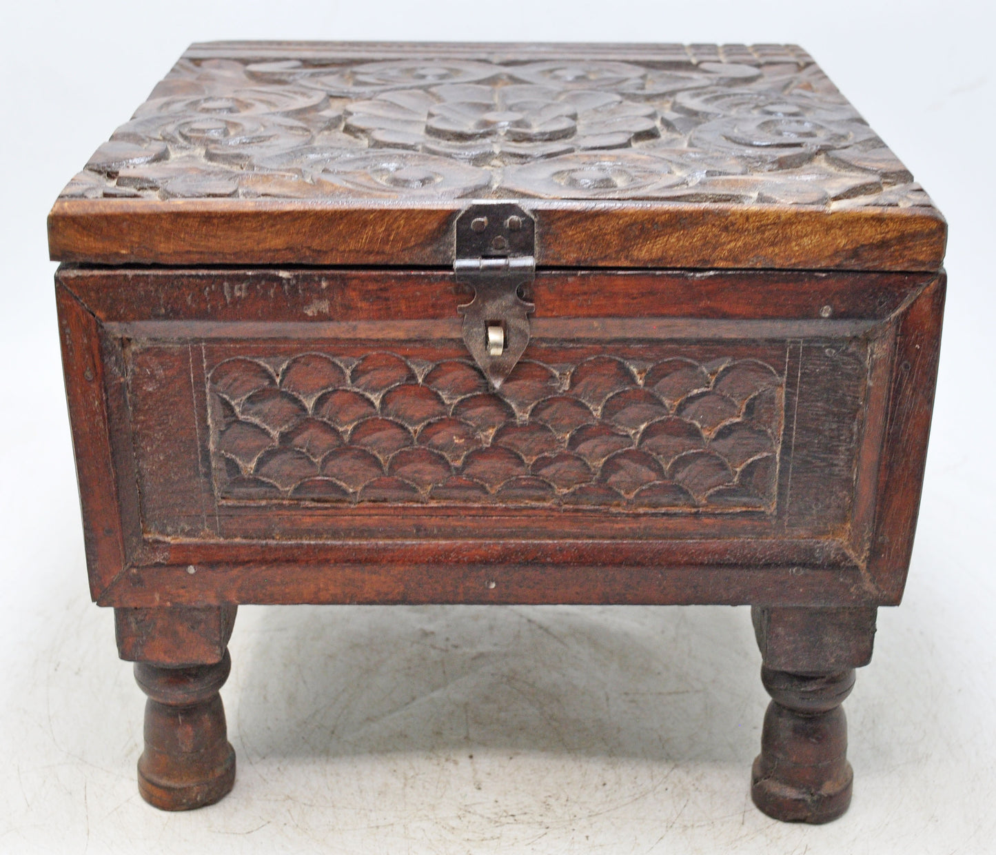 Vintage Wooden Storage Chest Box Original Old Hand Crafted Carved