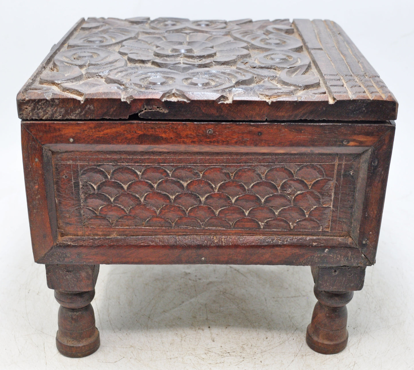 Vintage Wooden Storage Chest Box Original Old Hand Crafted Carved