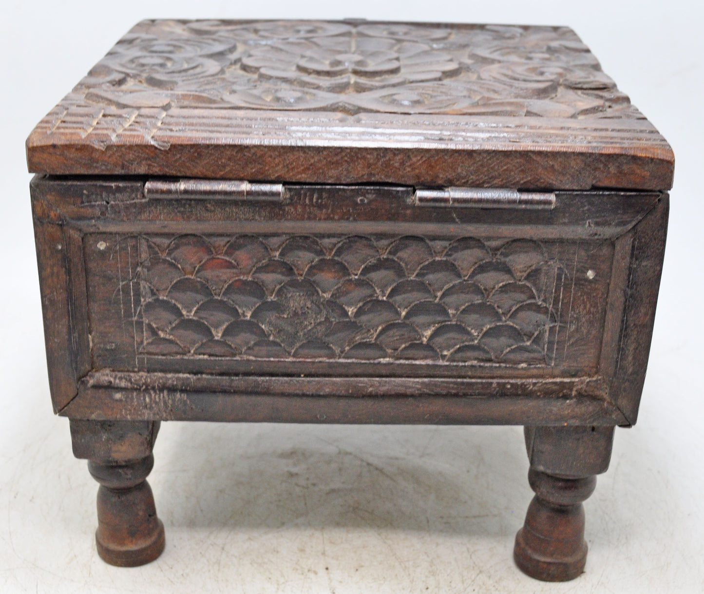 Vintage Wooden Storage Chest Box Original Old Hand Crafted Carved