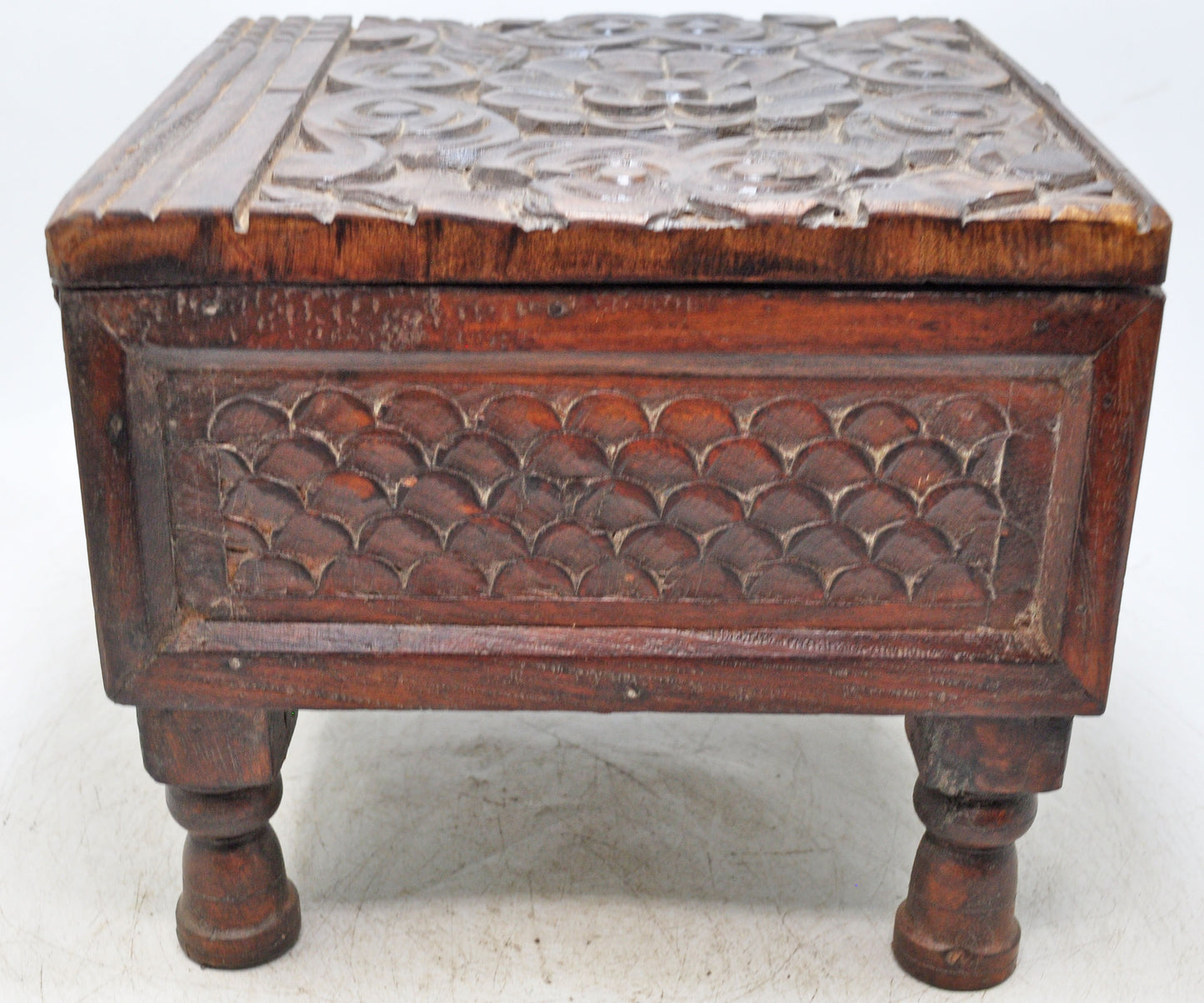 Vintage Wooden Storage Chest Box Original Old Hand Crafted Carved