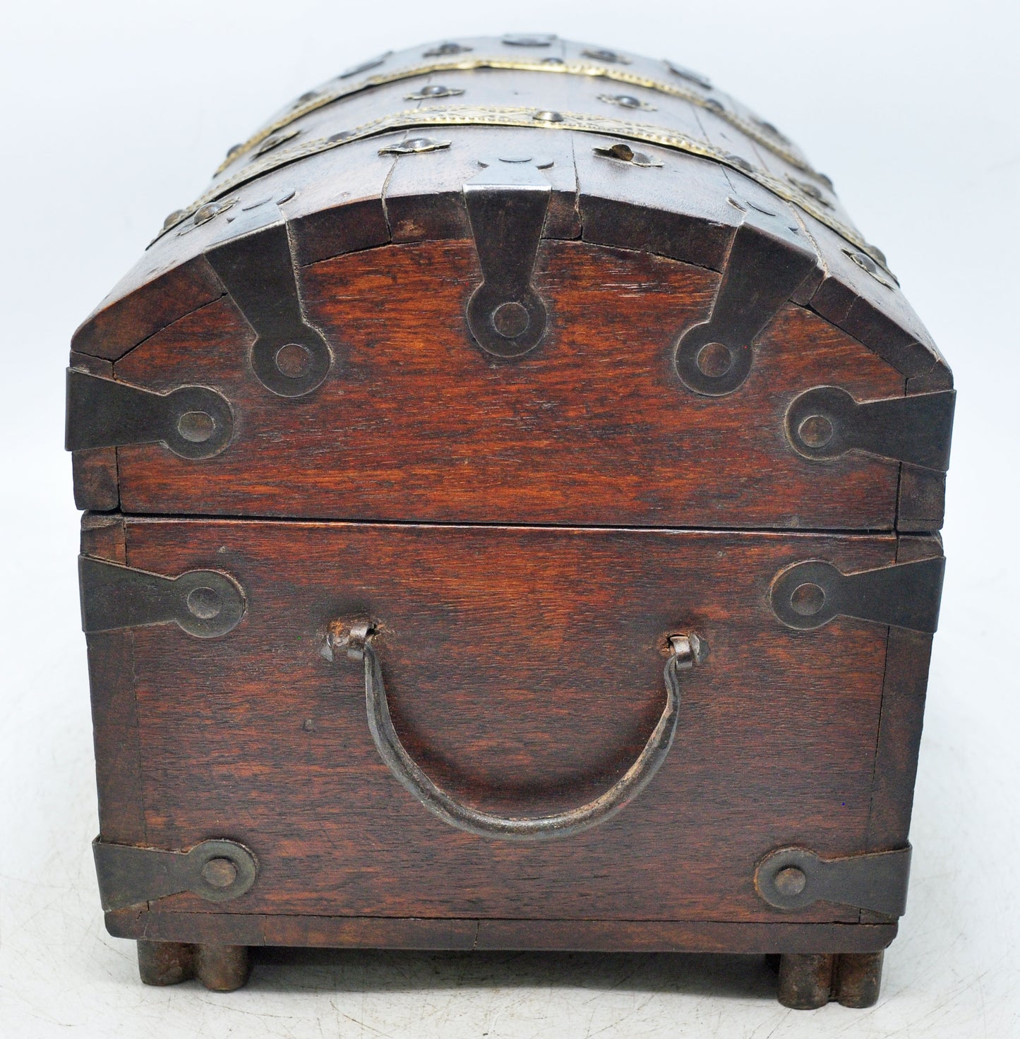 Antique Wooden Large Storage Chest Box Original Old Brass Fitted