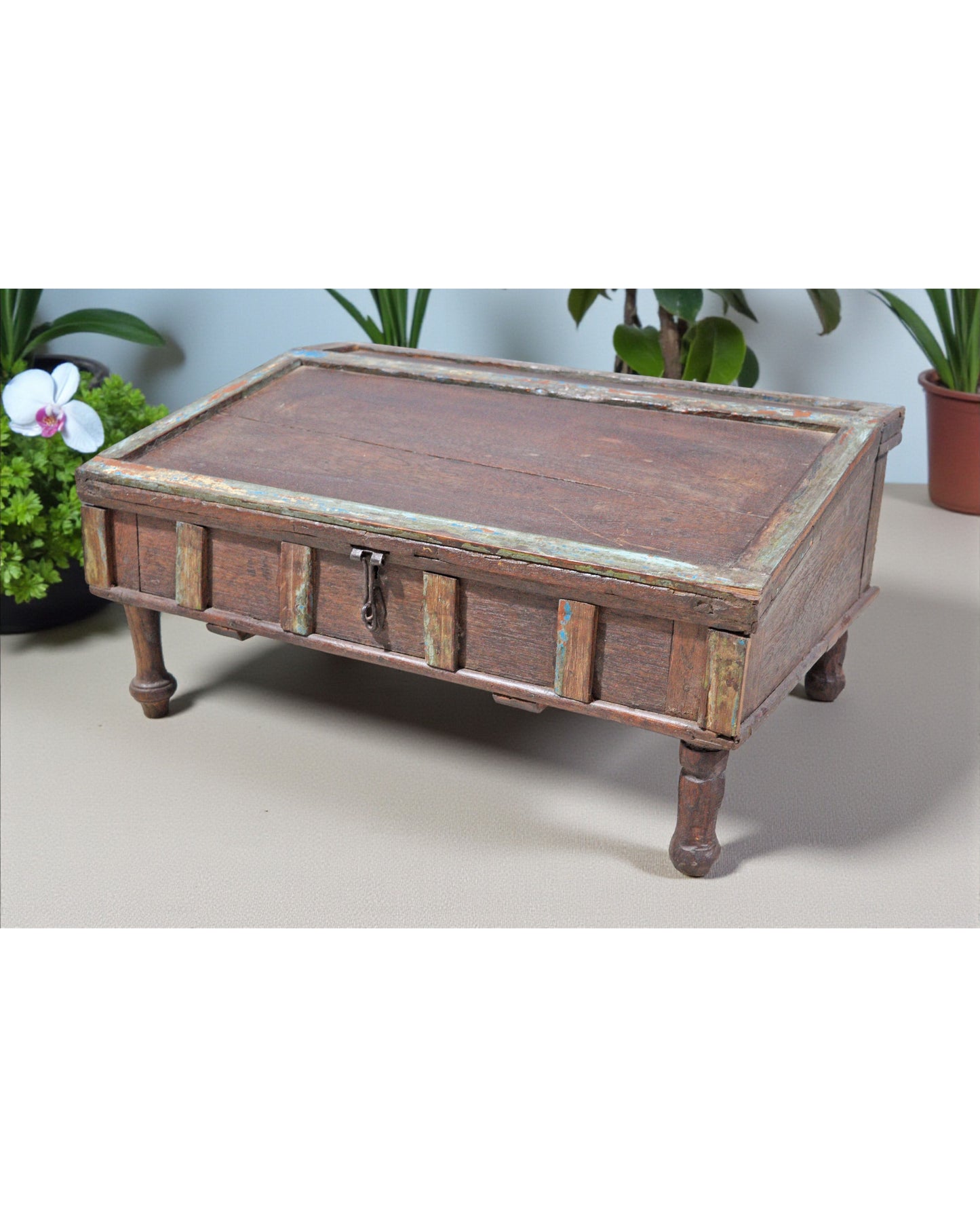 Vintage Wooden Storage Chest Desk Box Original Old Hand Crafted