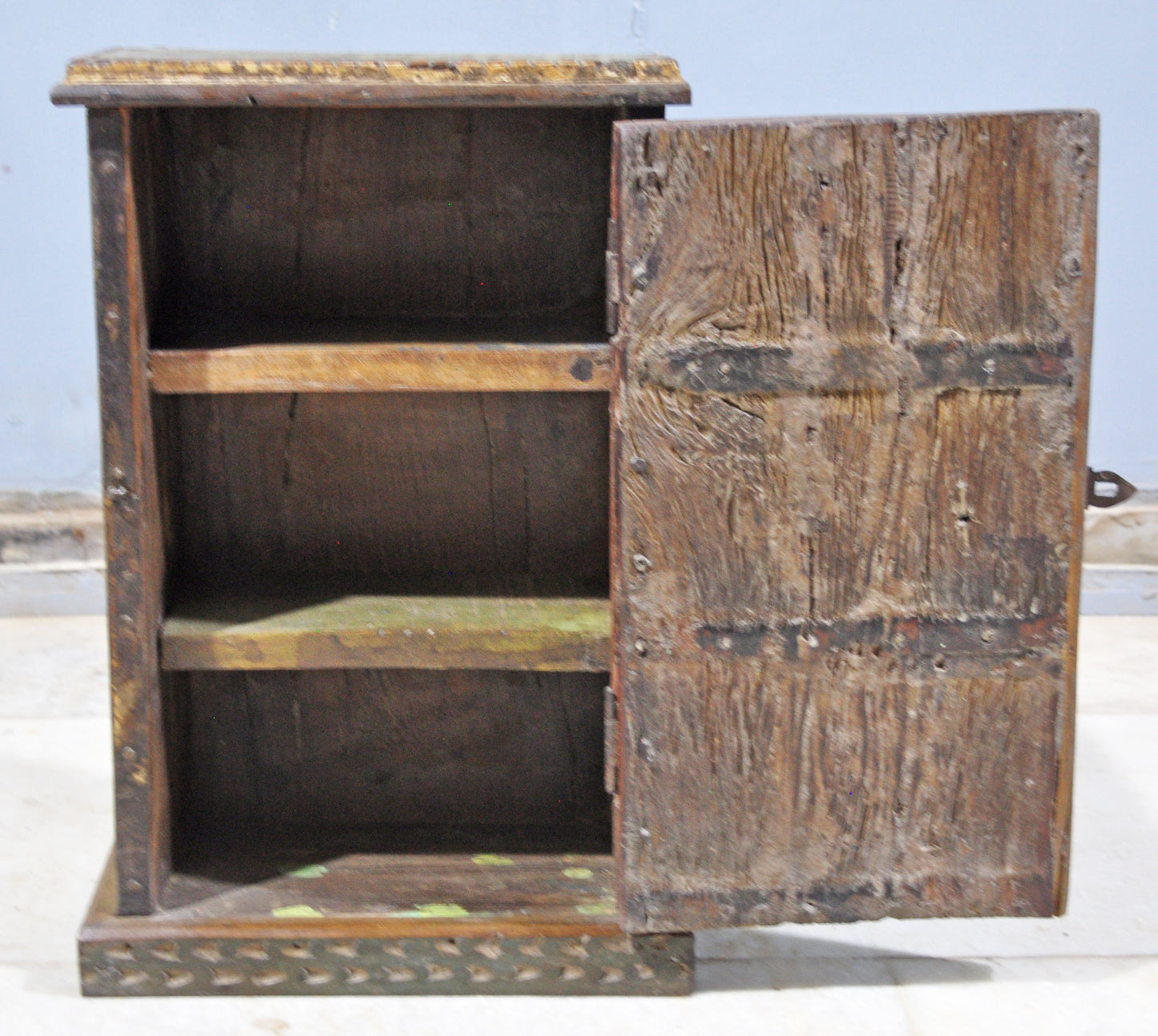 Antique Wooden Wall Hanging Storage Cabinet Box Original Old Hand Crafted