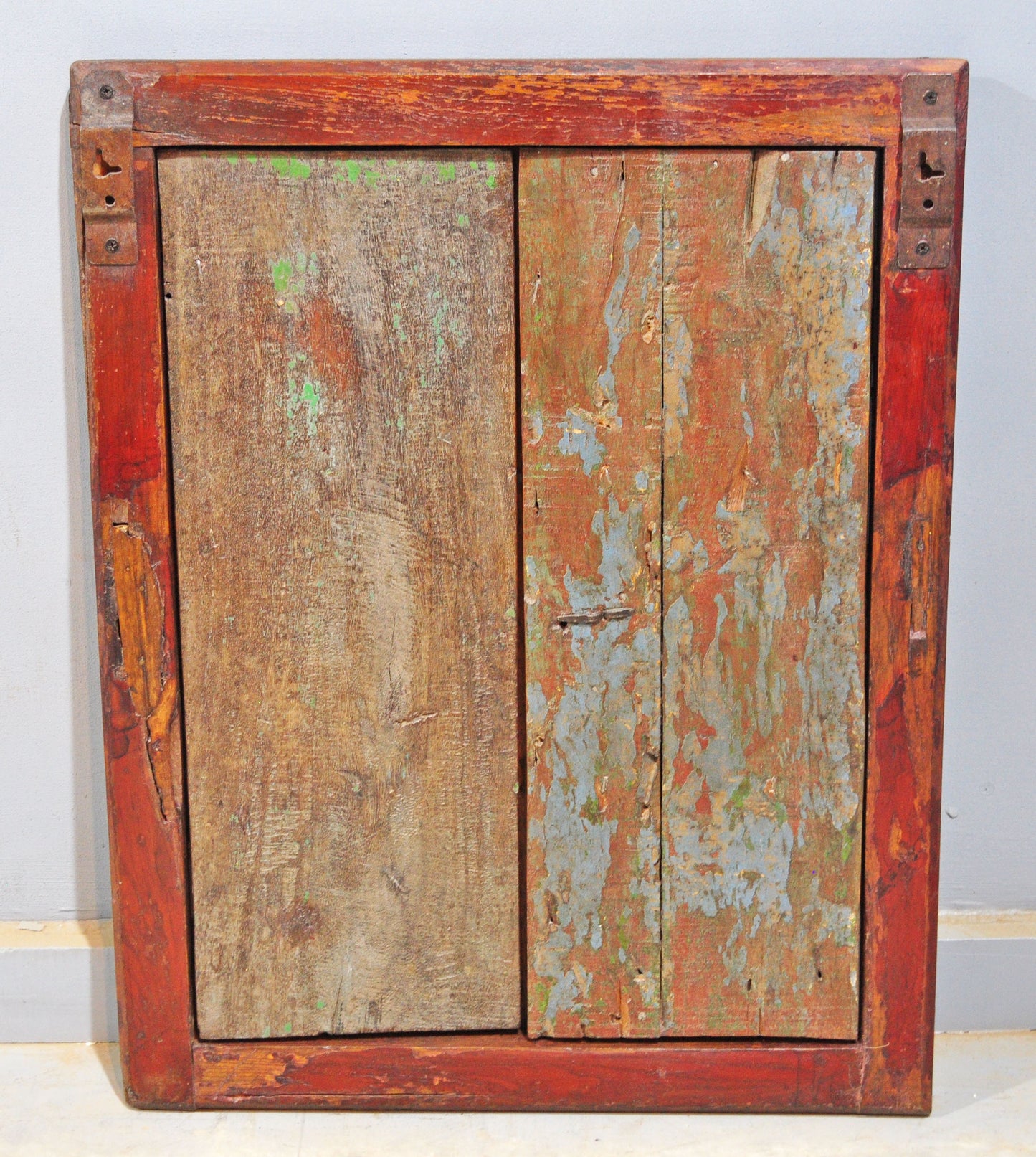 Antique Wooden Wall Décor Window Panels With Frame Original Old Hand Crafted