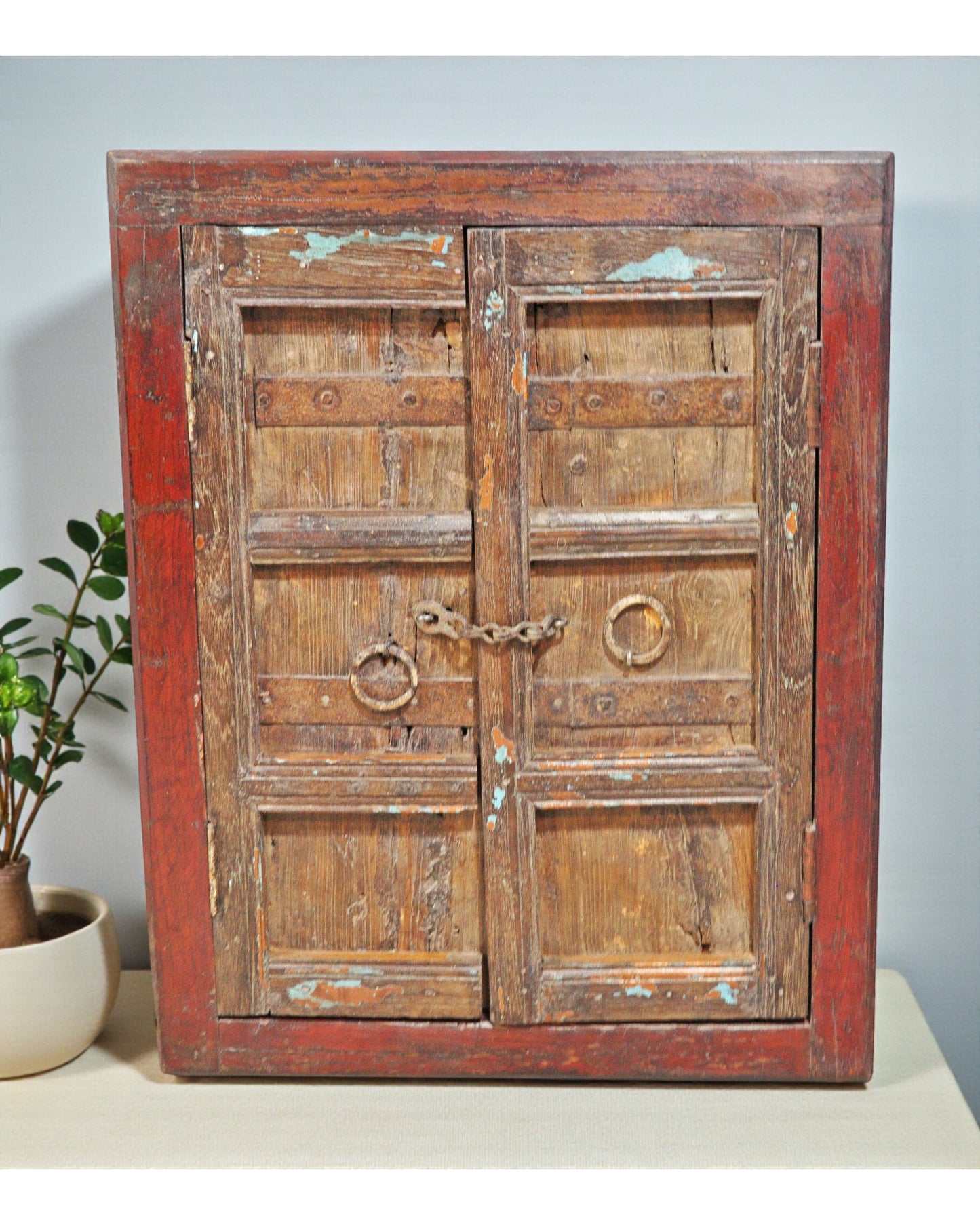 Antique Wooden Wall Décor Window Panels With Frame Original Old Hand Crafted