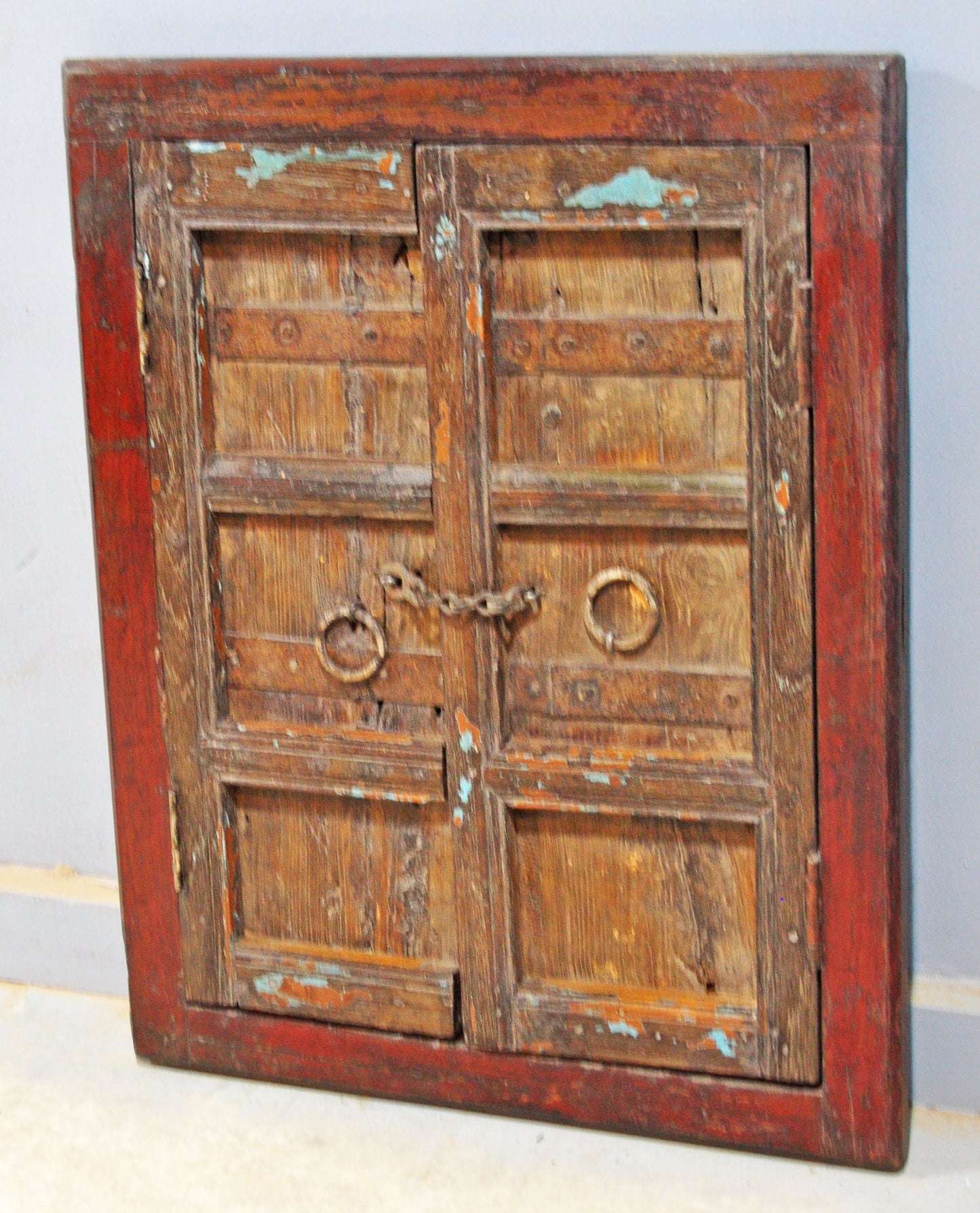 Antique Wooden Wall Décor Window Panels With Frame Original Old Hand Crafted