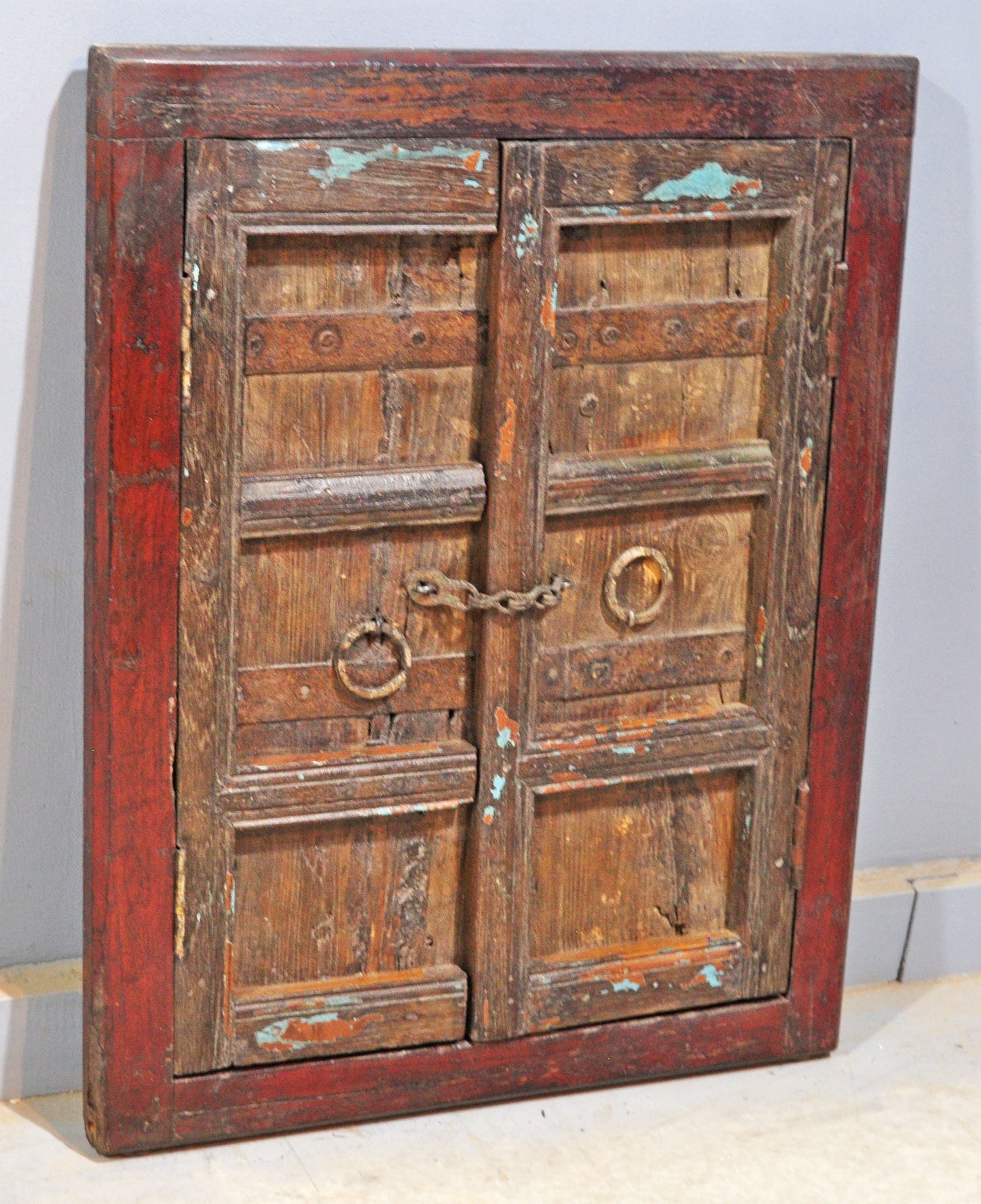 Antique Wooden Wall Décor Window Panels With Frame Original Old Hand Crafted