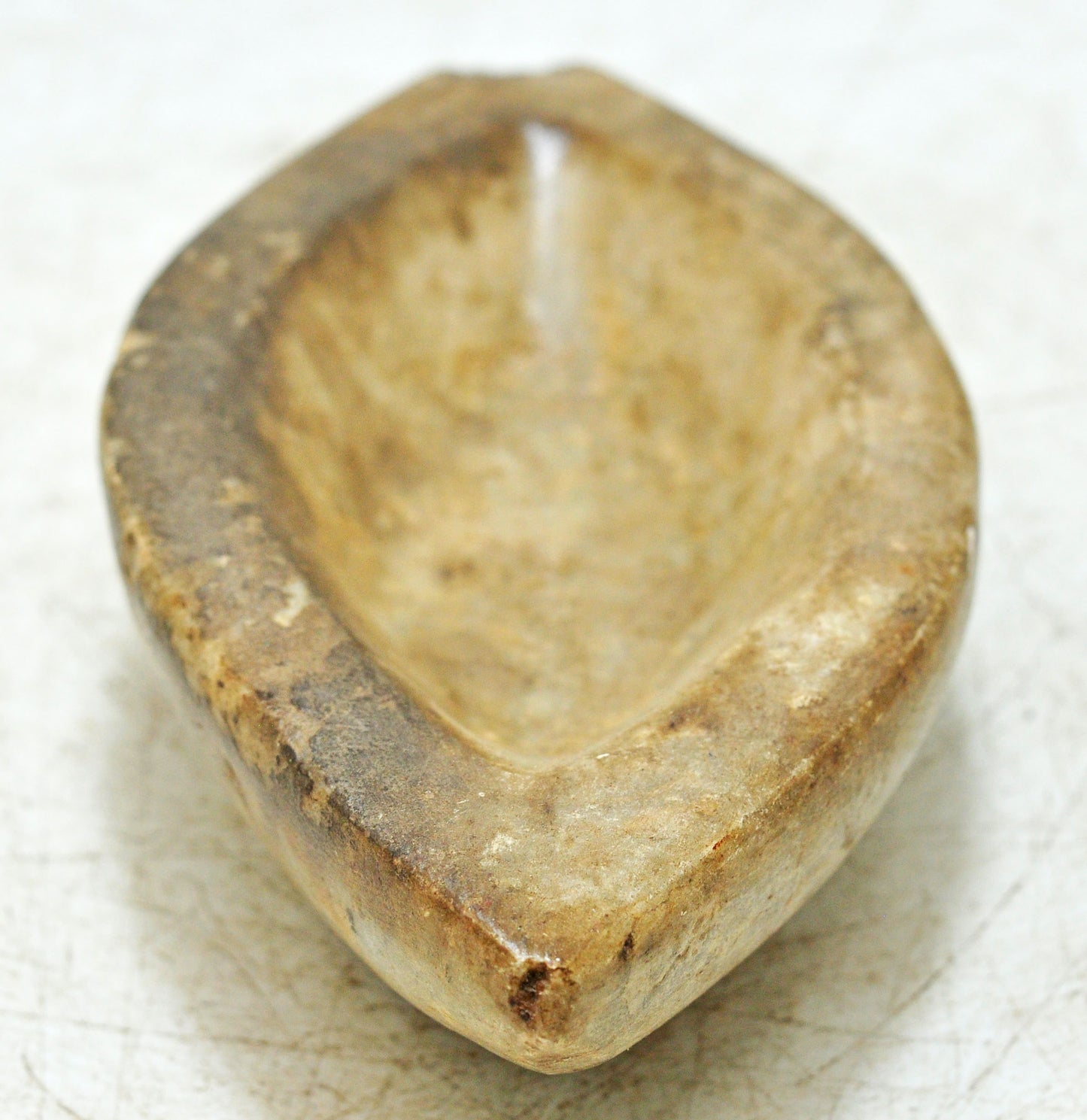 Antique White Marble Oval Spice Grinding Kharal Bowl Original Old Hand Carved