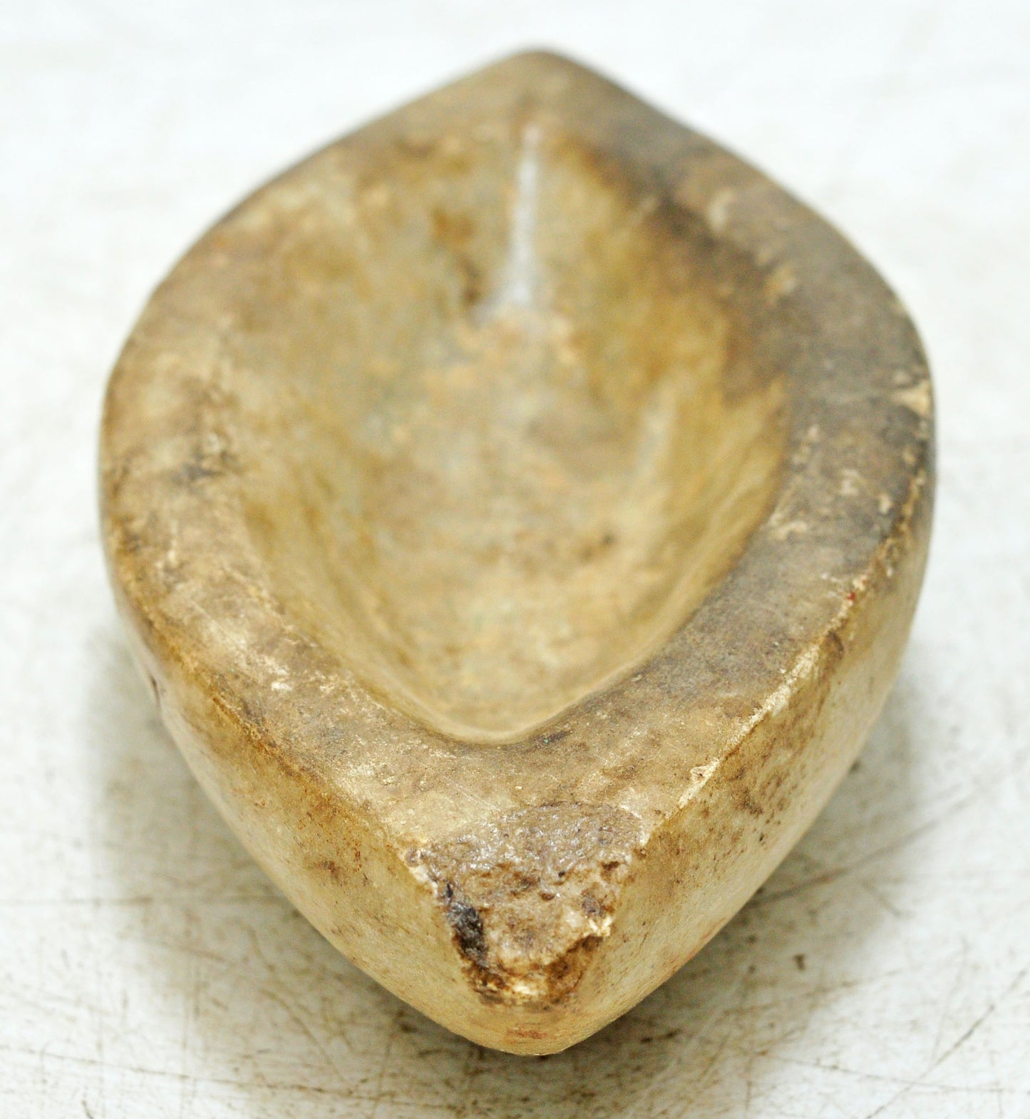 Antique White Marble Oval Spice Grinding Kharal Bowl Original Old Hand Carved