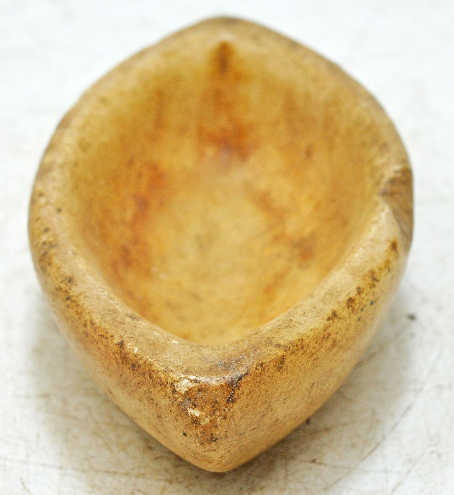 Antique White Marble Oval Spice Grinding Kharal Bowl Original Old Hand Carved