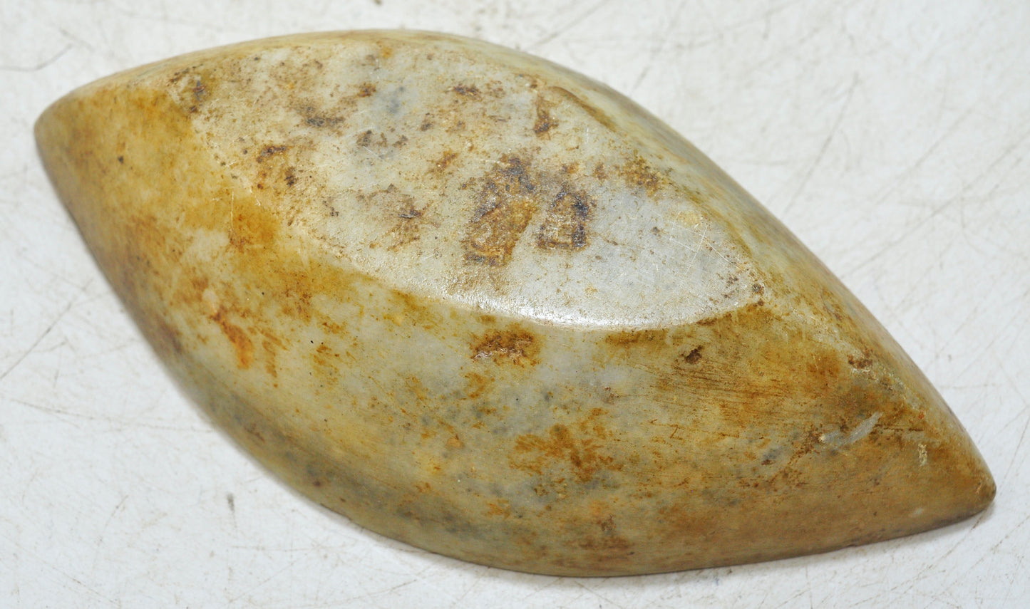 Antique White Marble Oval Spice Grinding Kharal Bowl Original Old Hand Carved