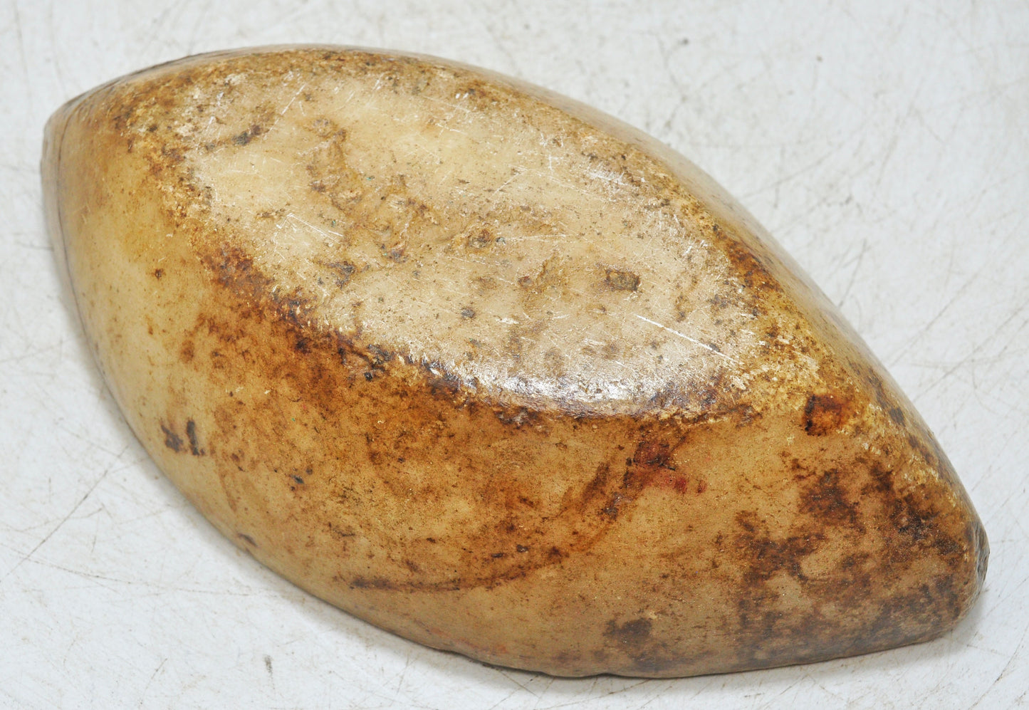 Antique White Marble Oval Spice Grinding Kharal Bowl Original Old Hand Carved