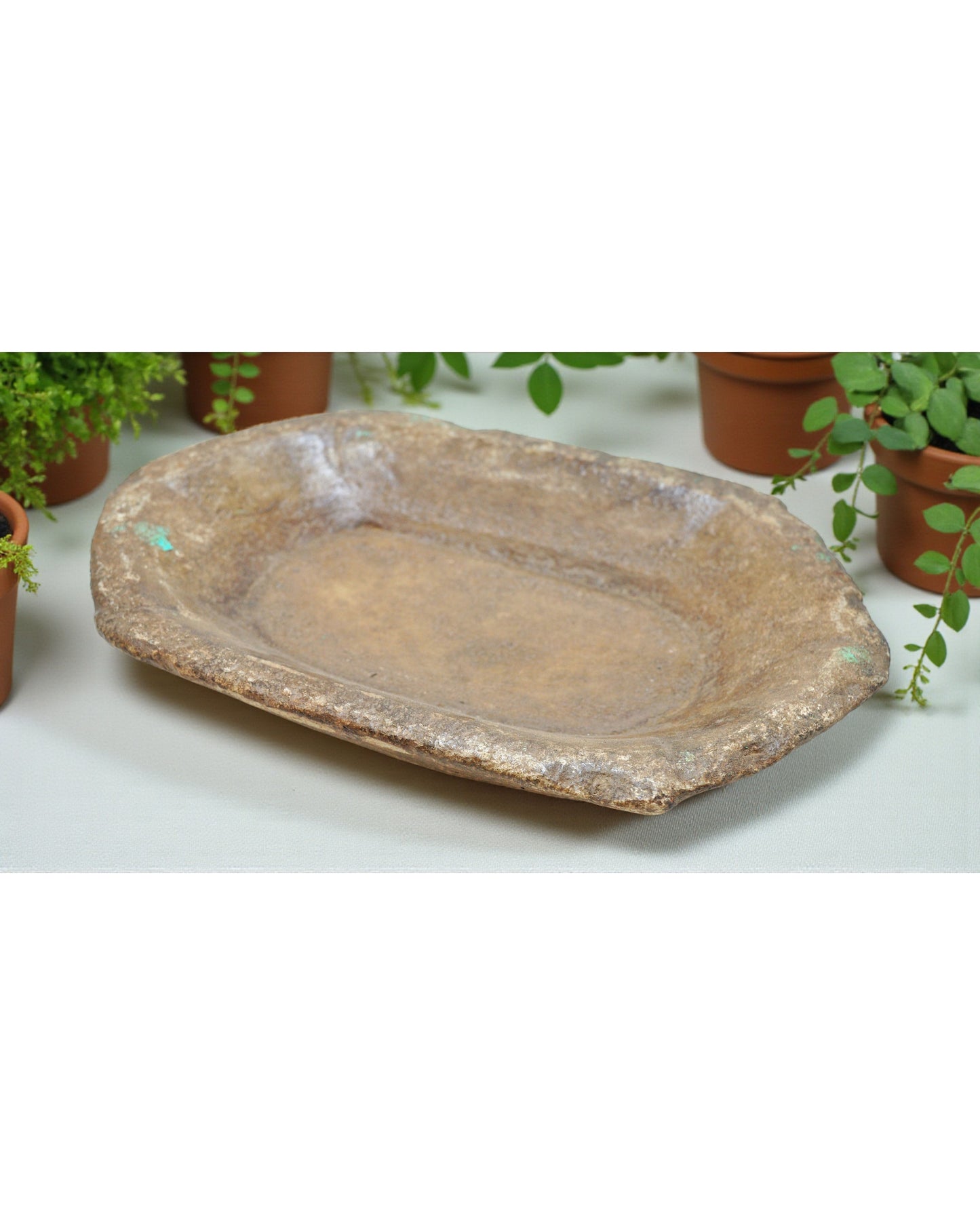 Antique White Marble Oval Spice Grinding Kharal Bowl Original Old Hand Carved