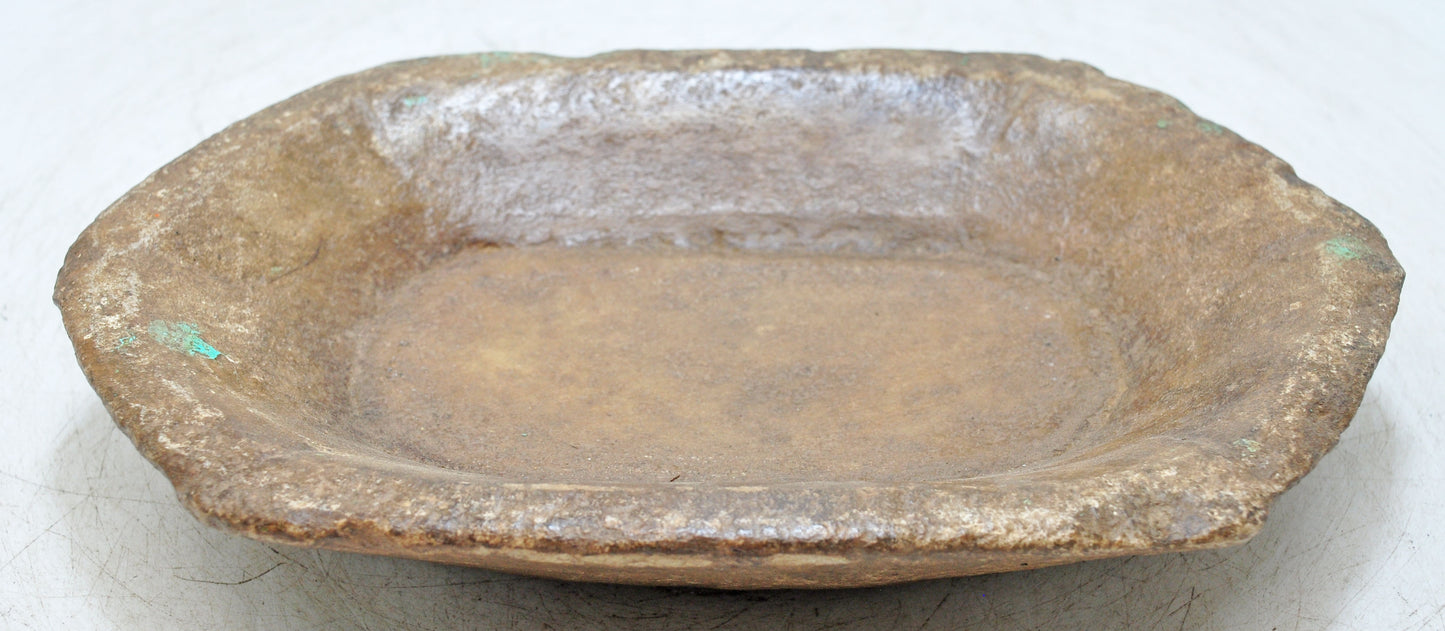 Antique White Marble Oval Spice Grinding Kharal Bowl Original Old Hand Carved