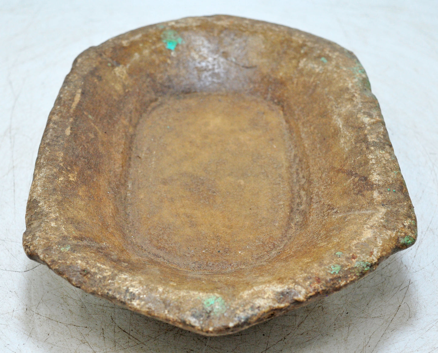 Antique White Marble Oval Spice Grinding Kharal Bowl Original Old Hand Carved