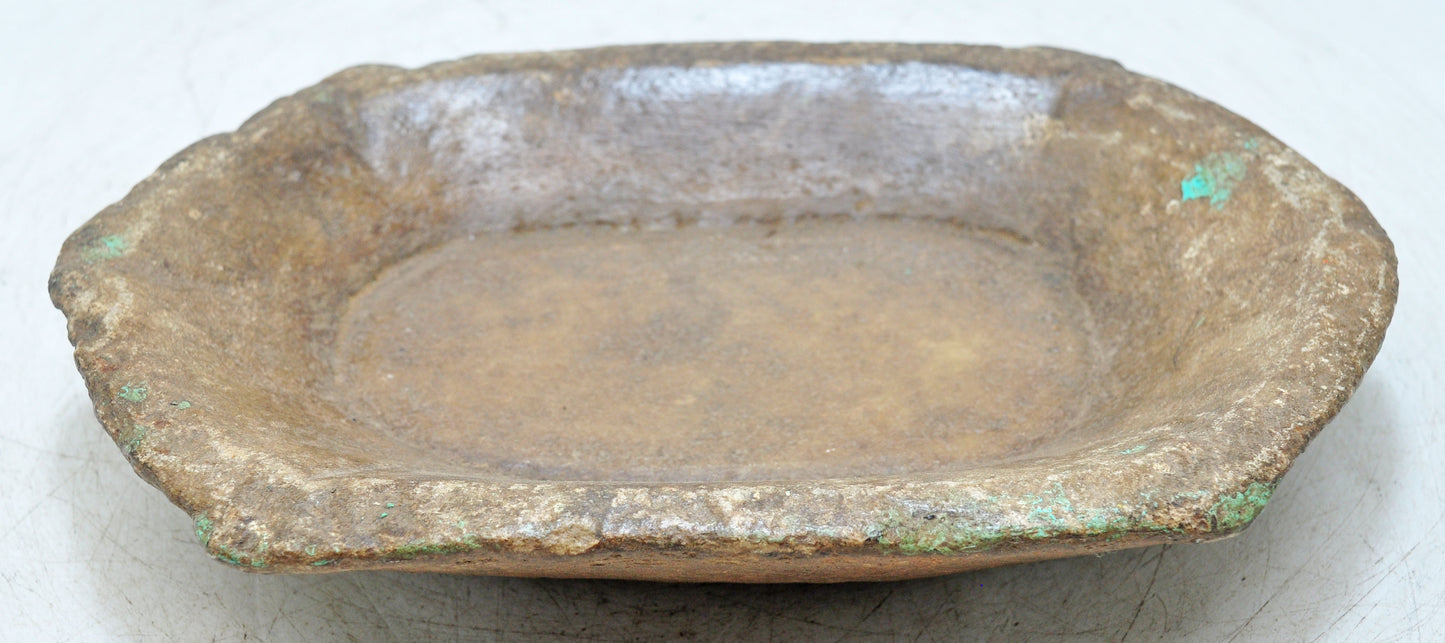 Antique White Marble Oval Spice Grinding Kharal Bowl Original Old Hand Carved