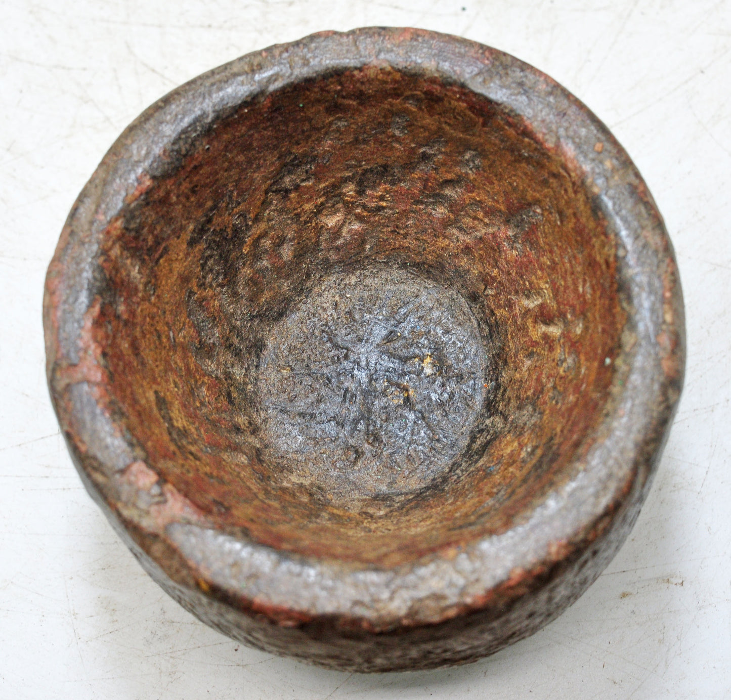 Antique Sand Stone Round Curry Bowl Original Old Hand Carved