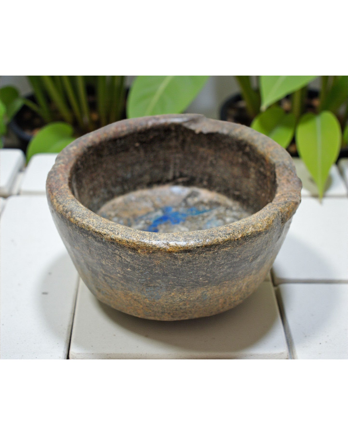 Antique Sand Stone Round Curry Bowl Original Old Hand Carved
