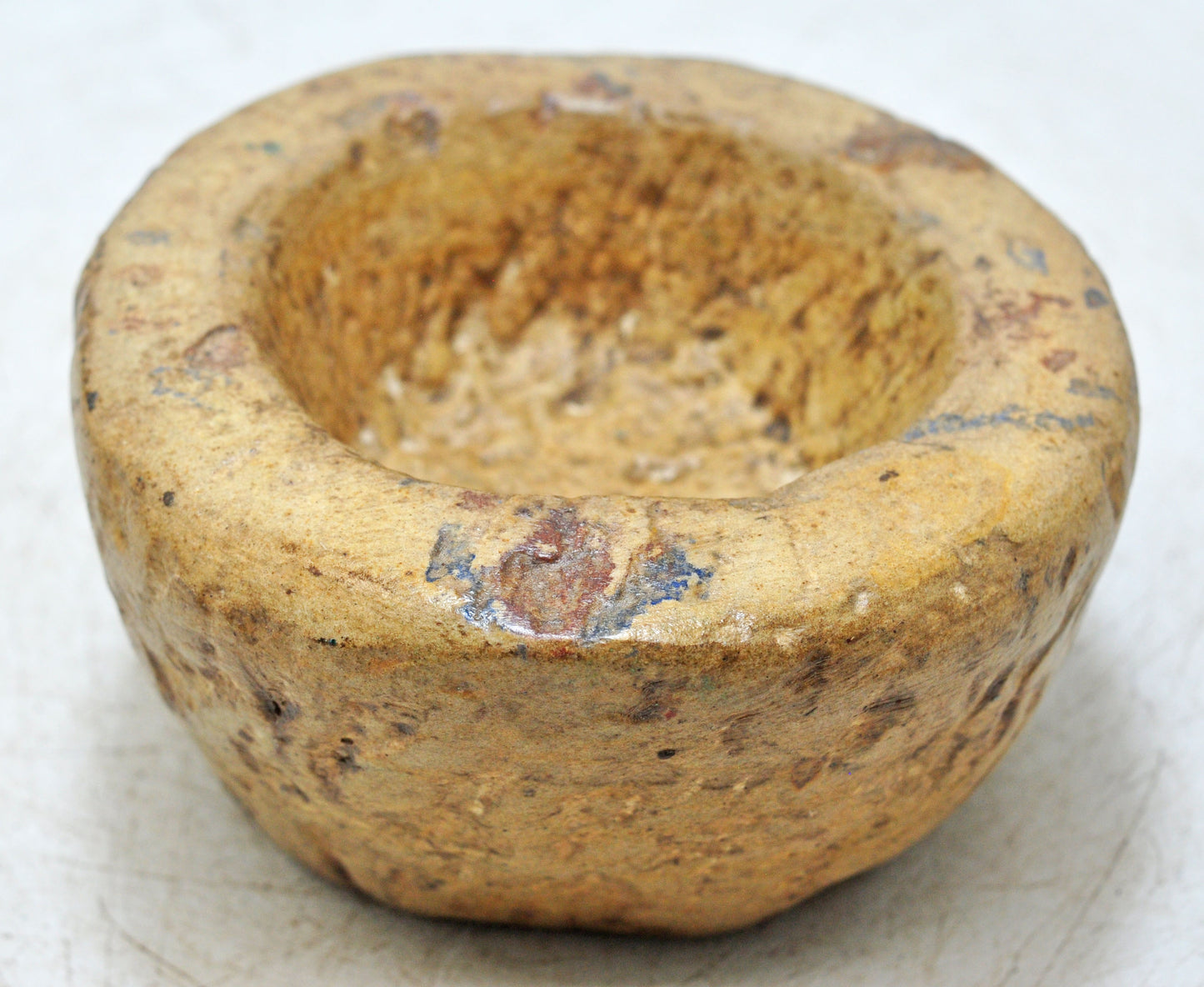 Antique Sand Stone Round Curry Bowl Original Old Hand Carved