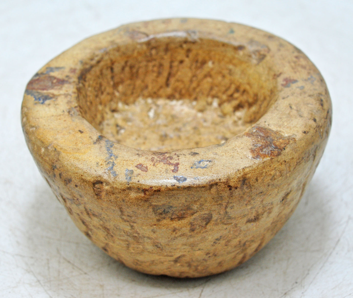 Antique Sand Stone Round Curry Bowl Original Old Hand Carved