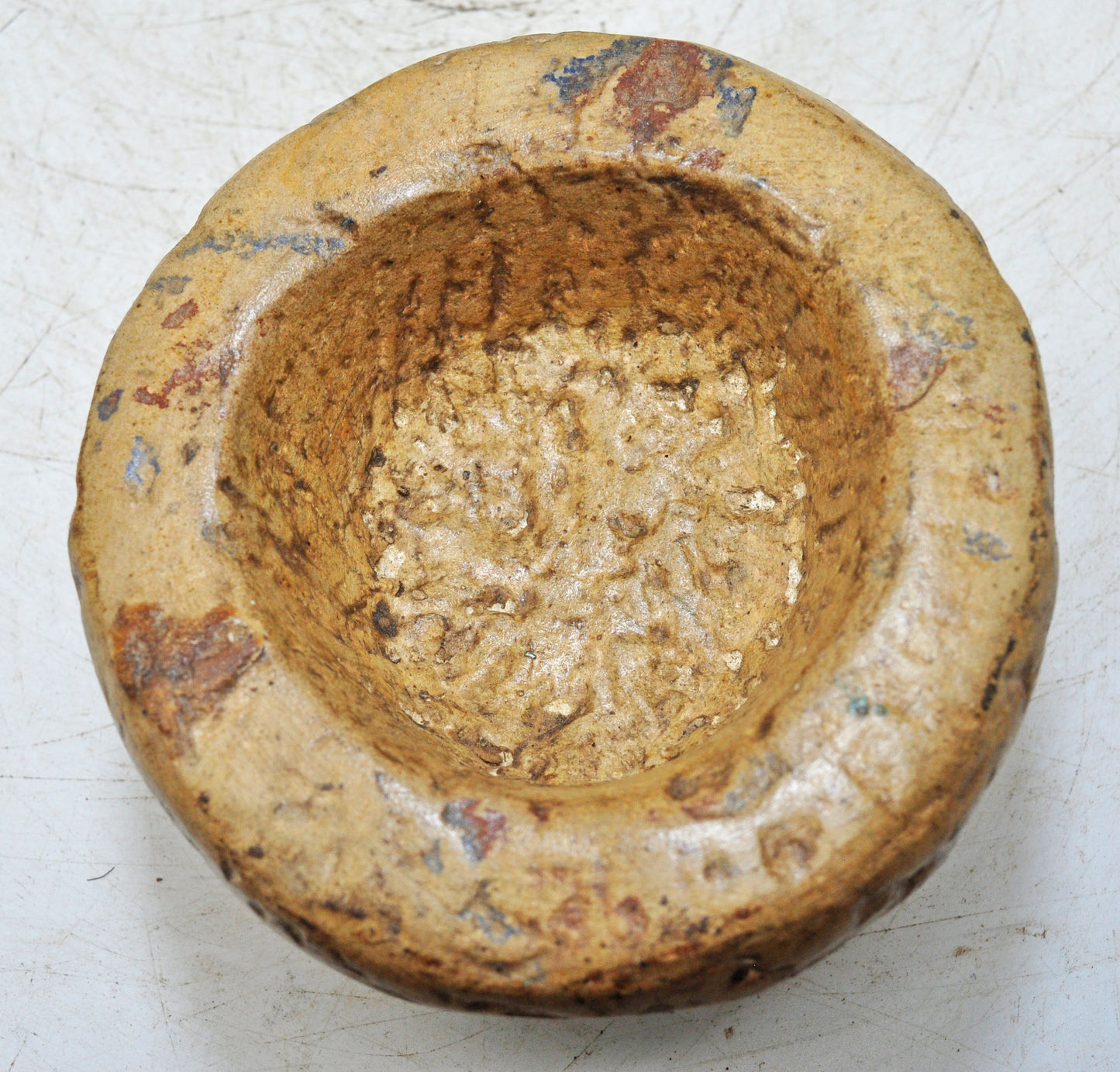 Antique Sand Stone Round Curry Bowl Original Old Hand Carved