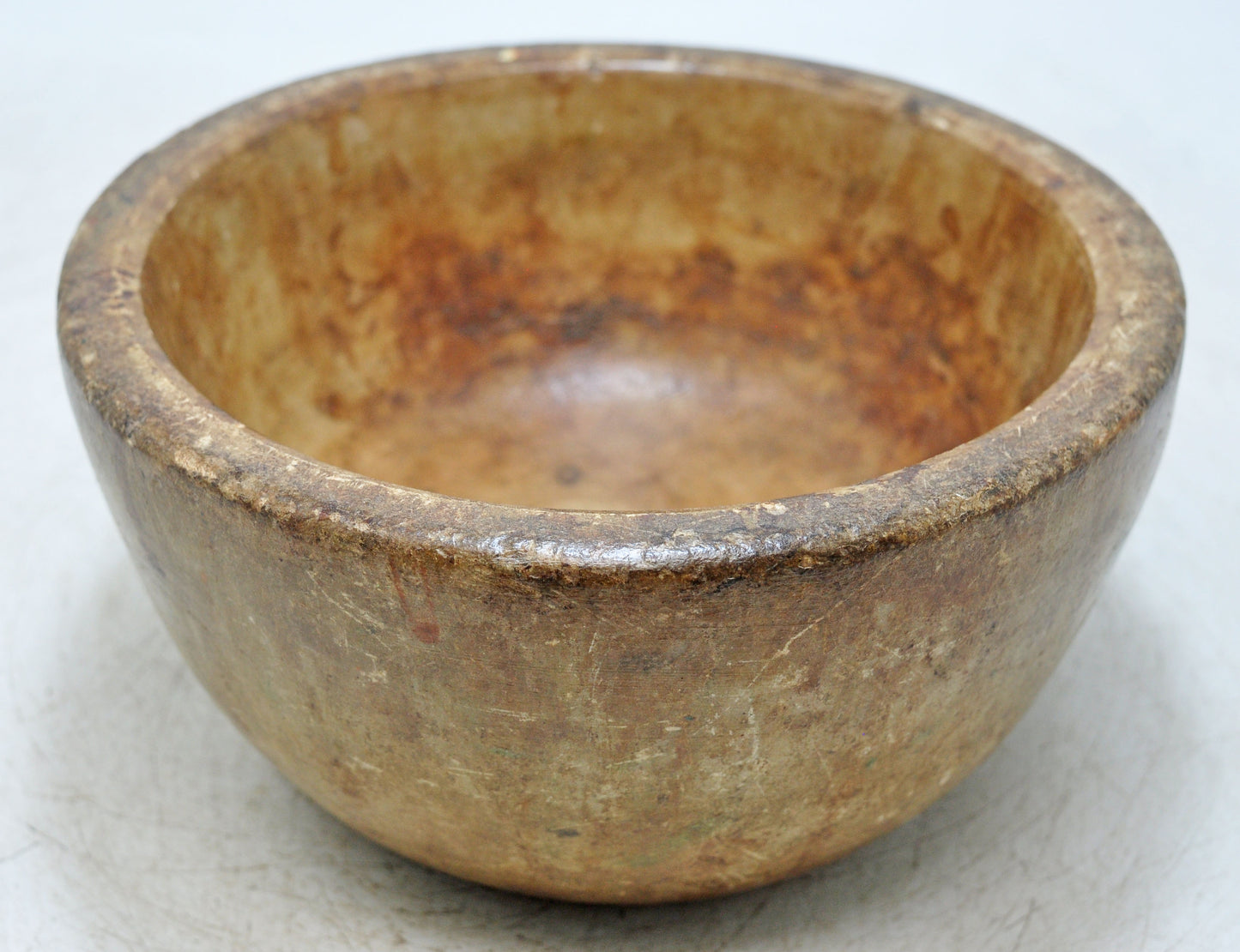 Antique White Marble Round Curry Bowl Original Old Hand Carved