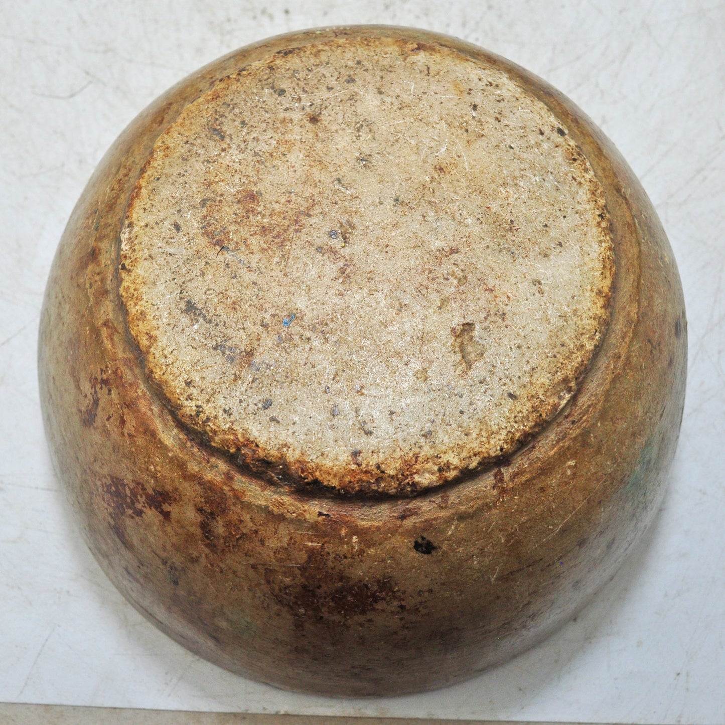 Antique White Marble Round Curry Bowl Original Old Hand Carved