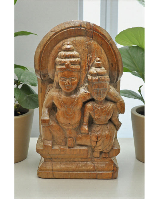 Antique Wooden God Shiva Parwati Statue Idol Figurine Original Old Fine Hand Carved