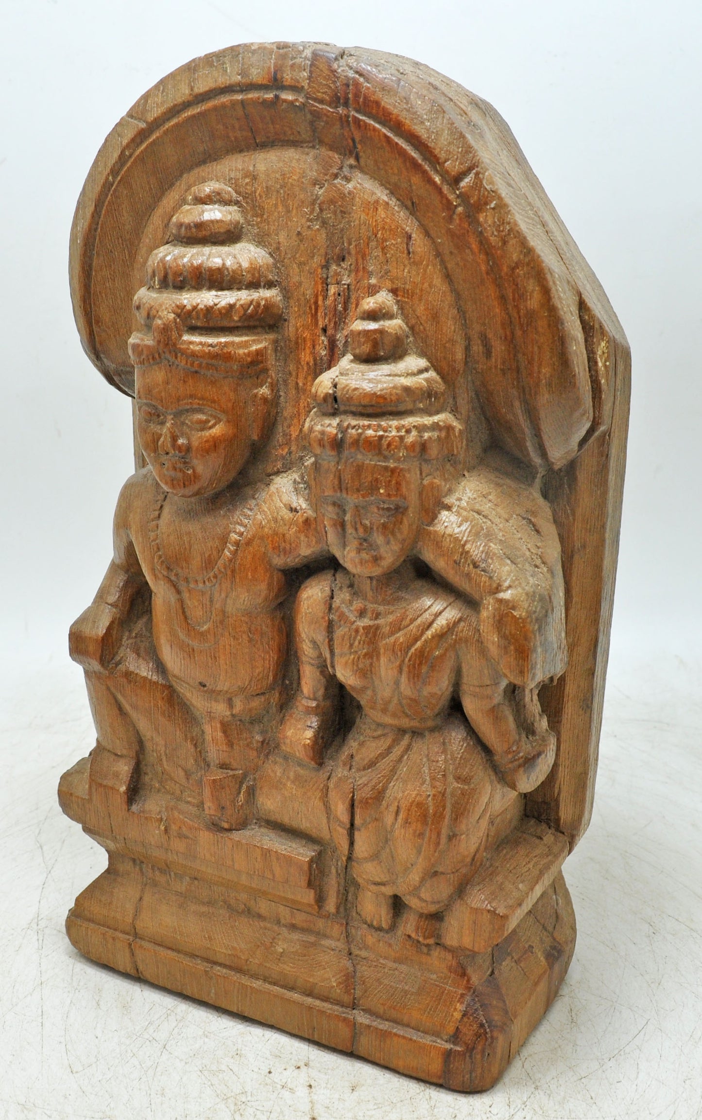 Antique Wooden God Shiva Parwati Statue Idol Figurine Original Old Fine Hand Carved