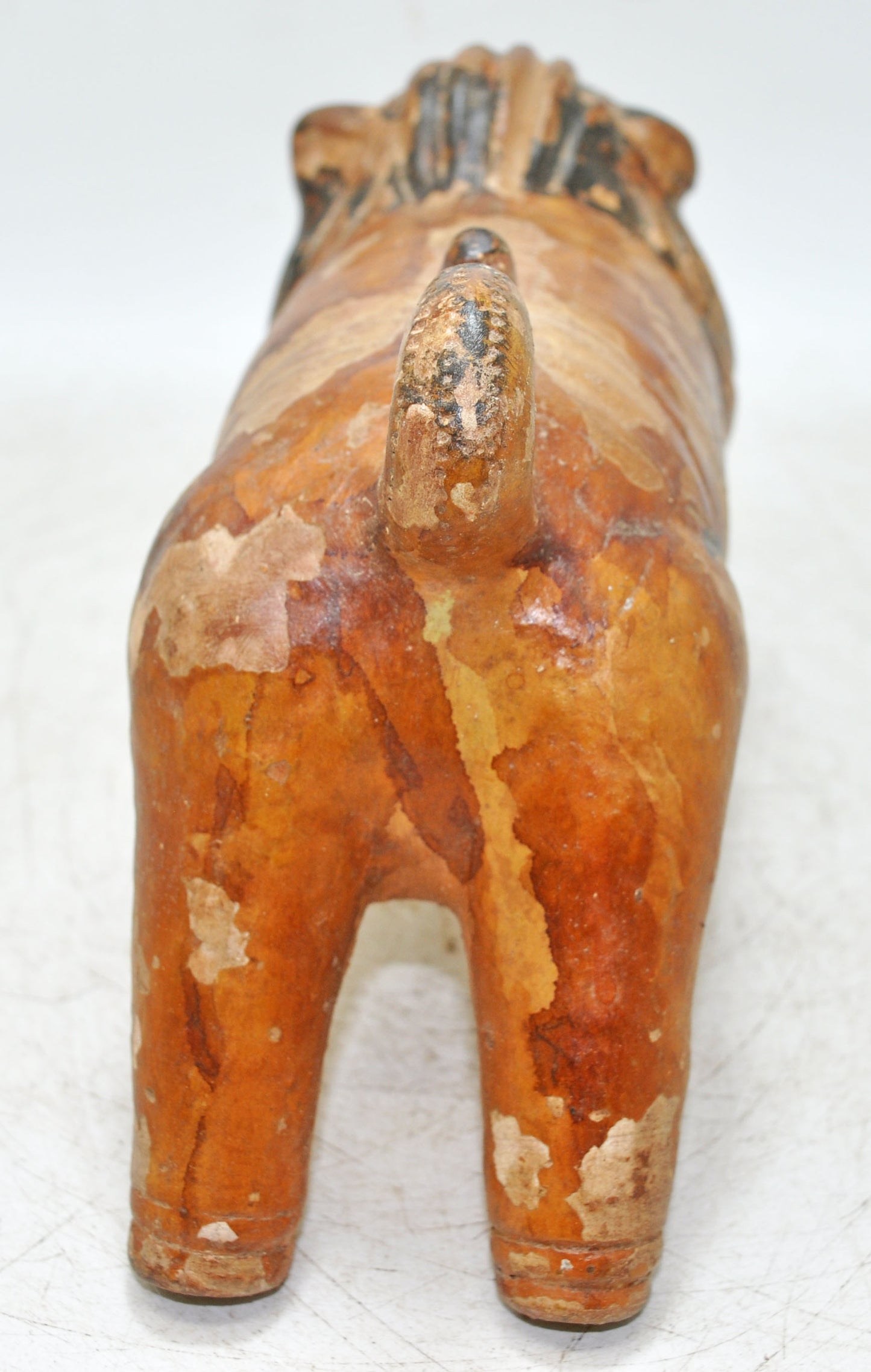 Vintage Terracotta Pottery Lion Figurine Original Old Hand Crafted Painted