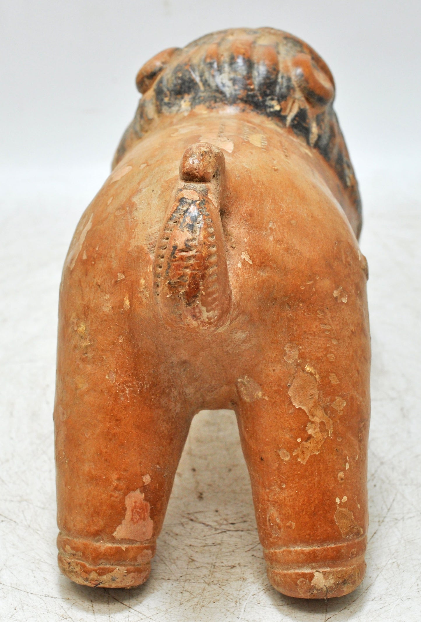 Vintage Terracotta Pottery Lion Figurine Original Old Hand Crafted Painted