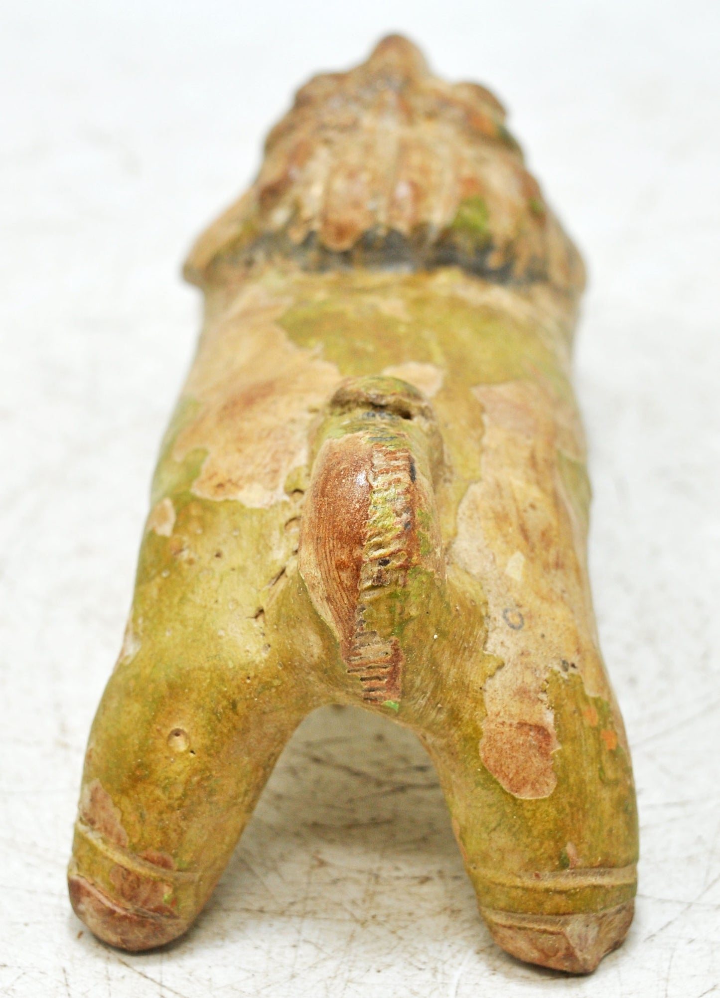 Vintage Terracotta Pottery Lion Figurine Original Old Hand Crafted Painted