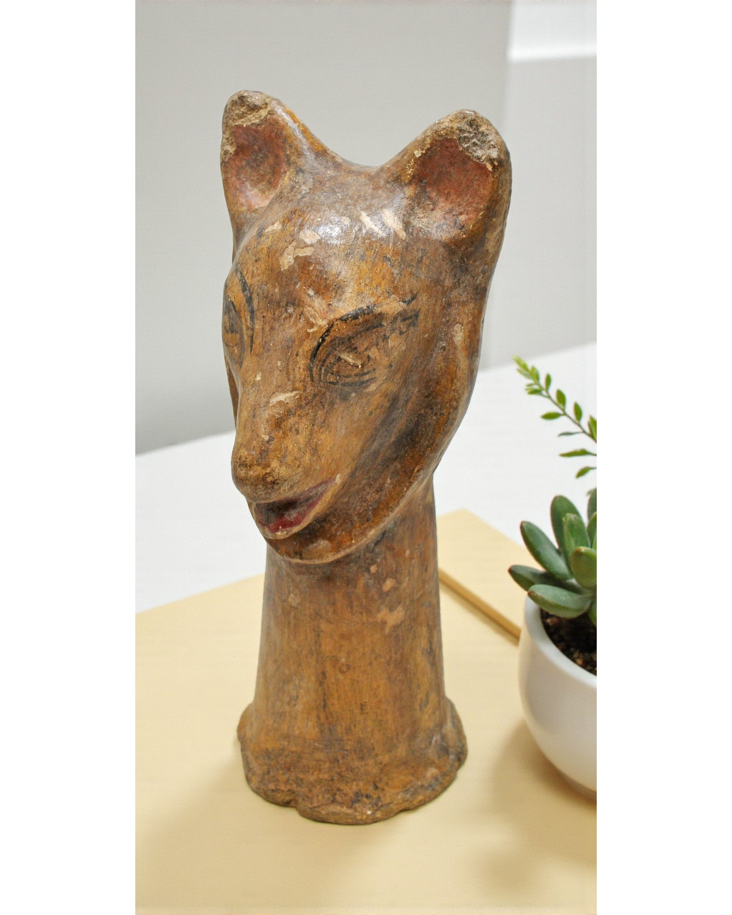 Vintage Paper Mache Lion Figurine Original Old Hand Crafted