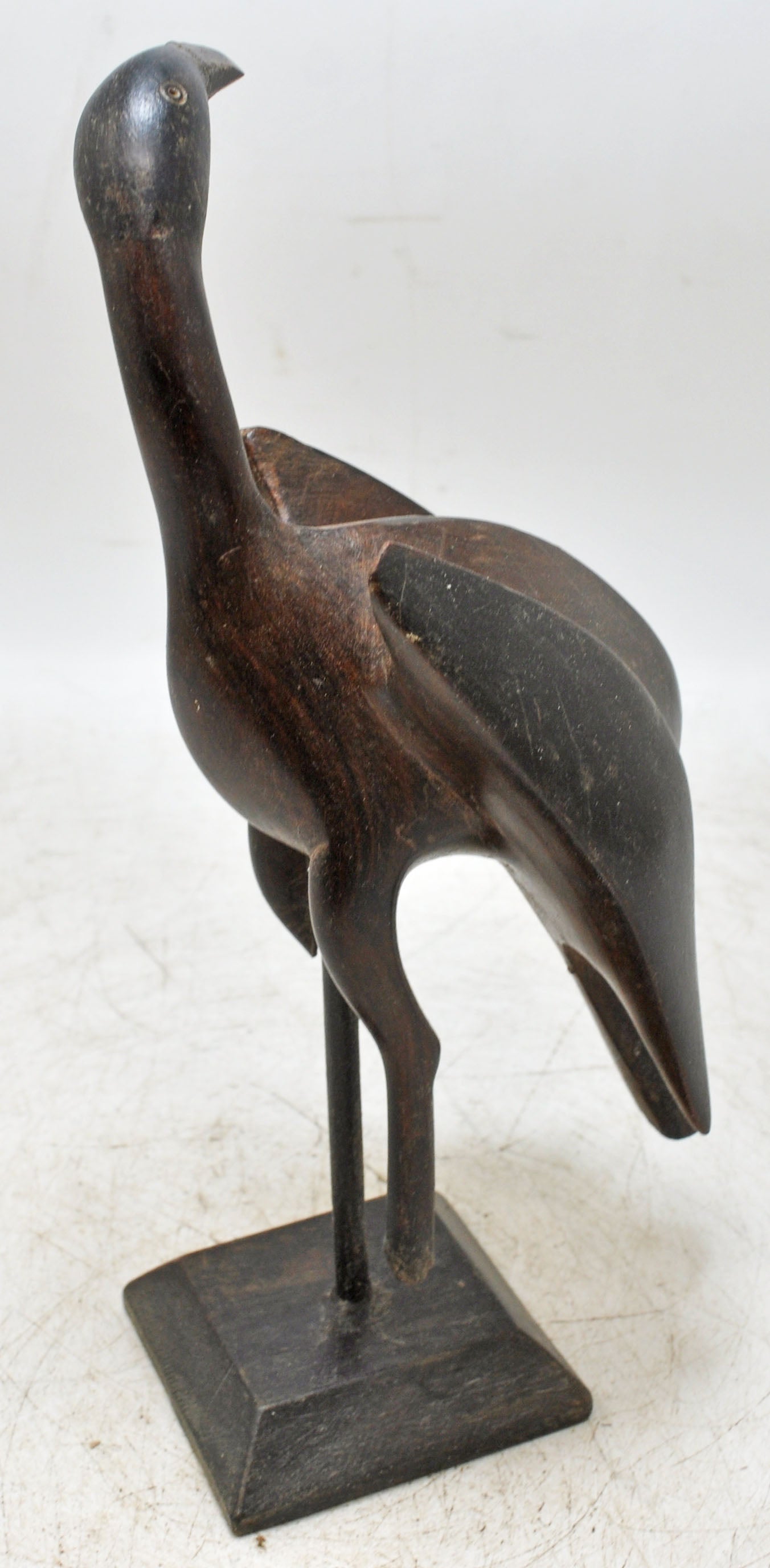 Antique Wooden Crane Bird Figurine Original Old Very Fine Hand Carved