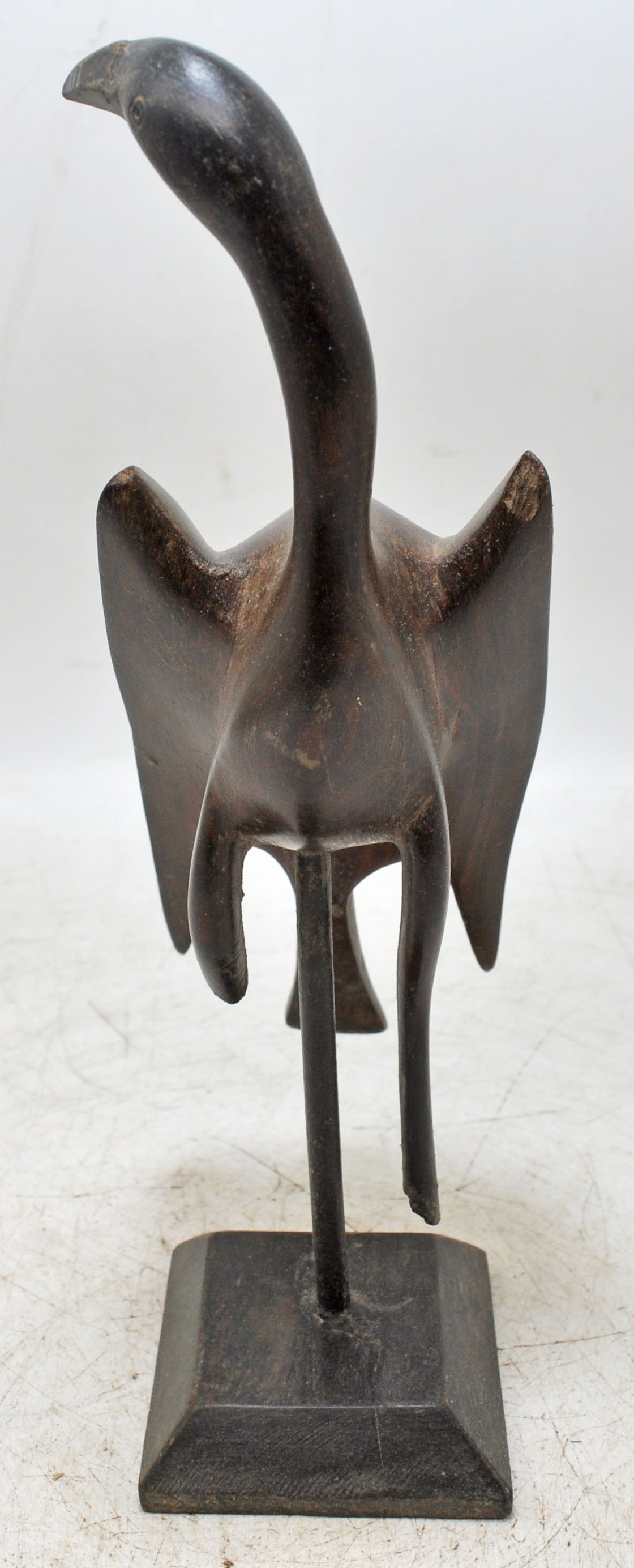 Antique Wooden Crane Bird Figurine Original Old Very Fine Hand Carved