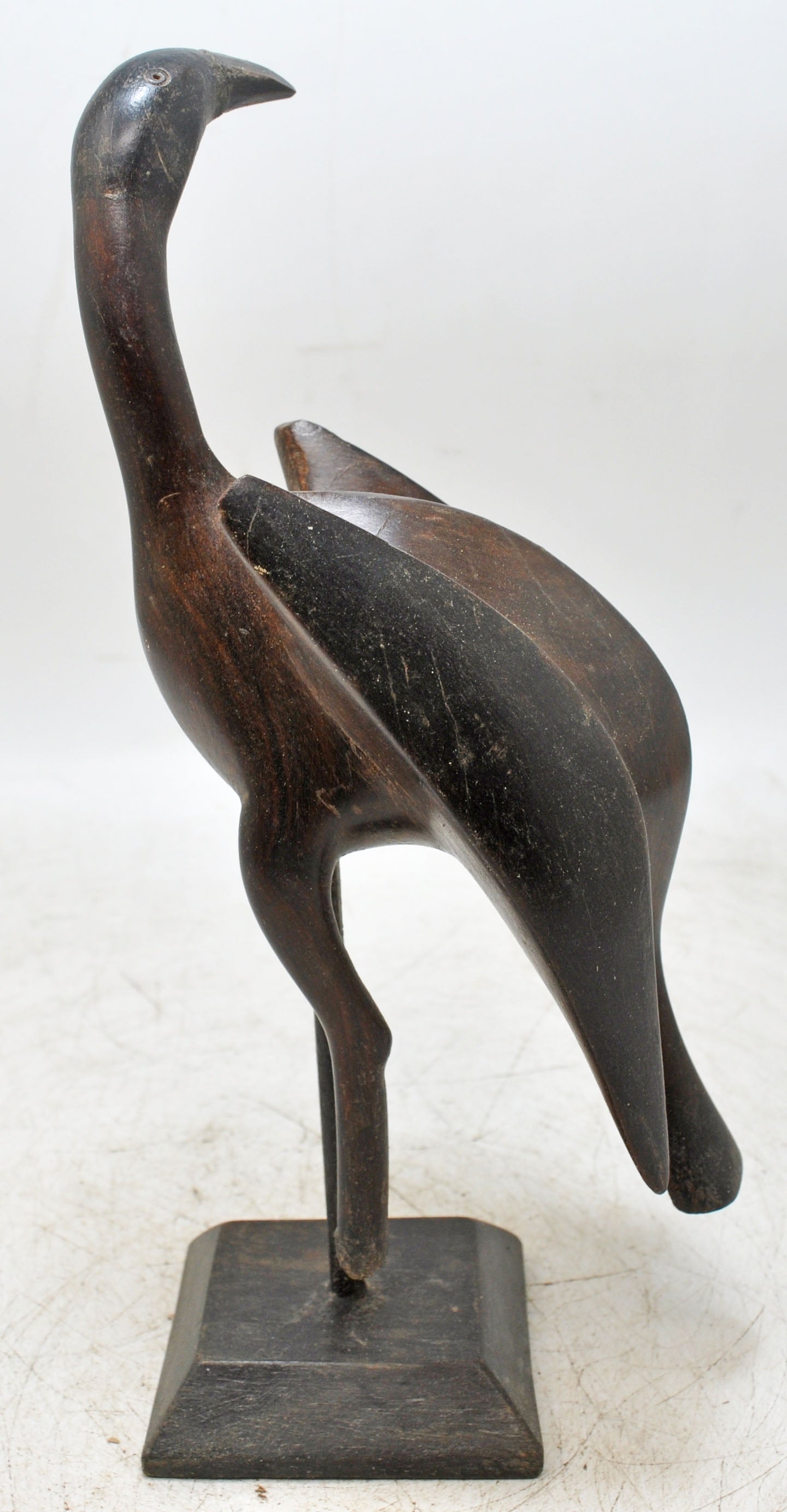 Antique Wooden Crane Bird Figurine Original Old Very Fine Hand Carved