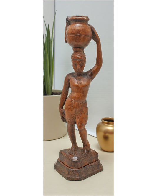 Antique Wooden Ethnic Village Man Figurine Original Old Hand Carved