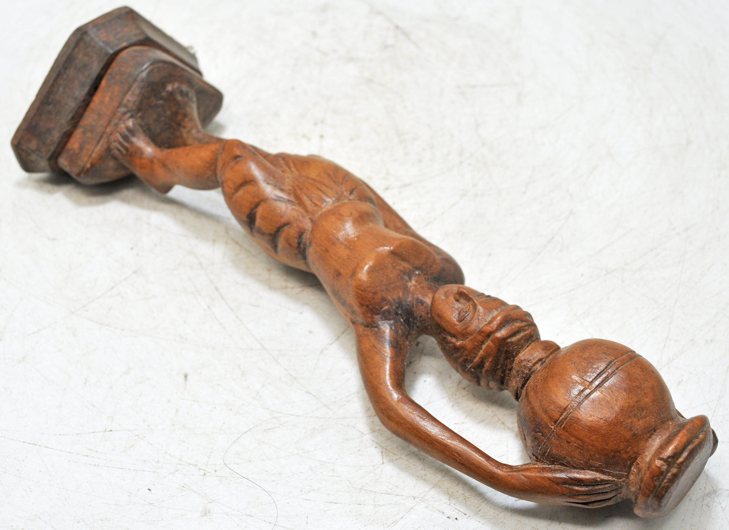 Antique Wooden Ethnic Village Man Figurine Original Old Hand Carved