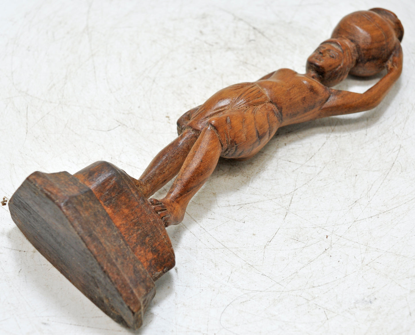 Antique Wooden Ethnic Village Man Figurine Original Old Hand Carved