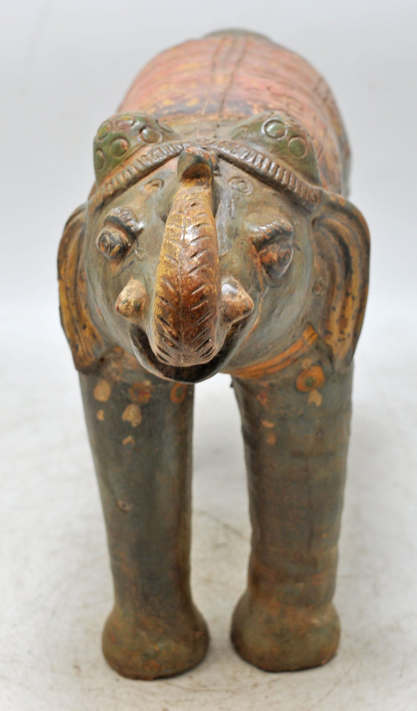 Vintage Terracotta Pottery Elephant Figurine Hand Crafted Fine Painted