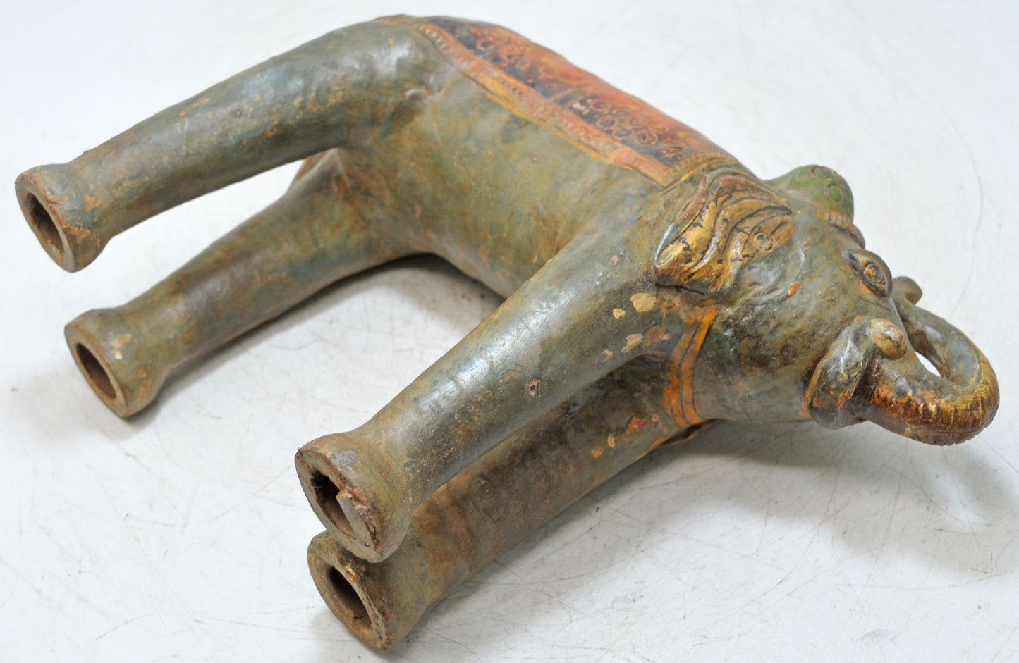 Vintage Terracotta Pottery Elephant Figurine Hand Crafted Fine Painted