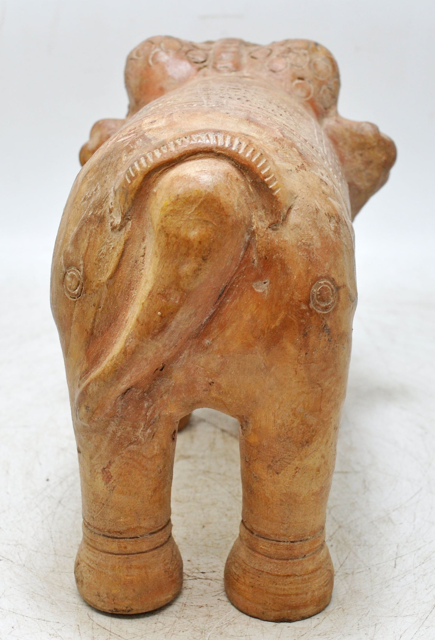 Vintage Terracotta Pottery Elephant Figurine Hand Crafted Fine Painted